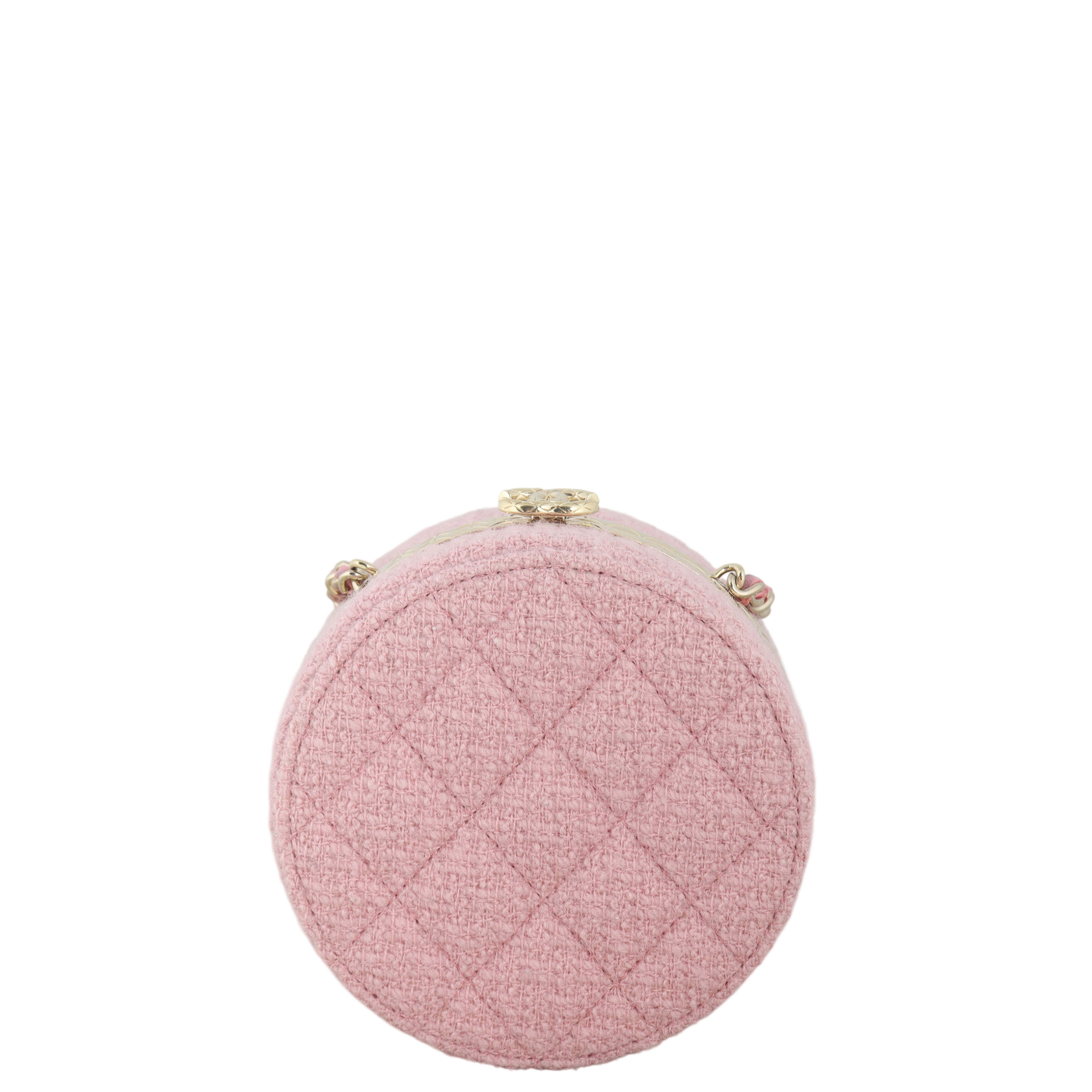 Chanel CC Tweed Mini Round Clutch with Chain