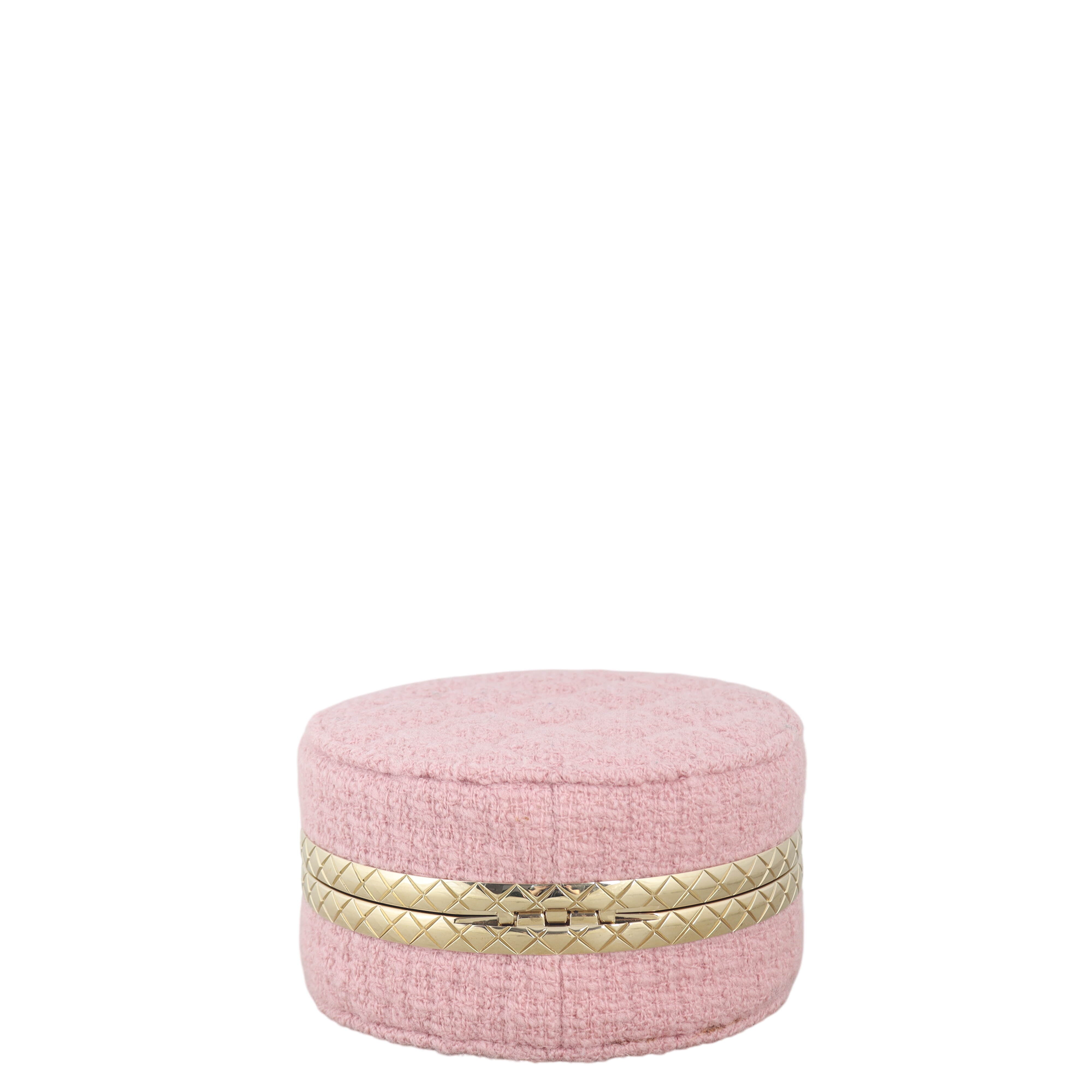 Chanel CC Tweed Mini Round Clutch with Chain