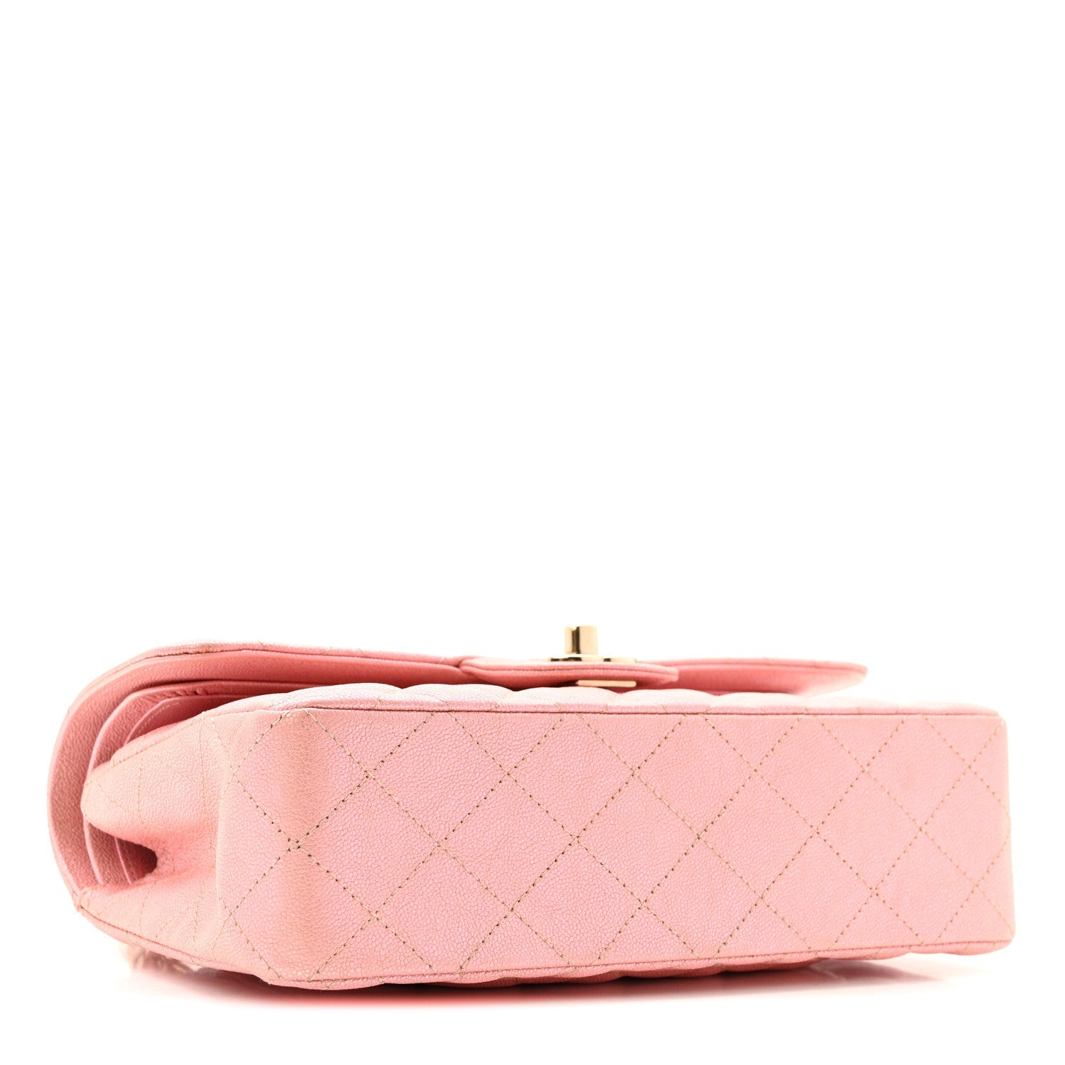 Iridescent Caviar Quilted Small Double Flap Pink