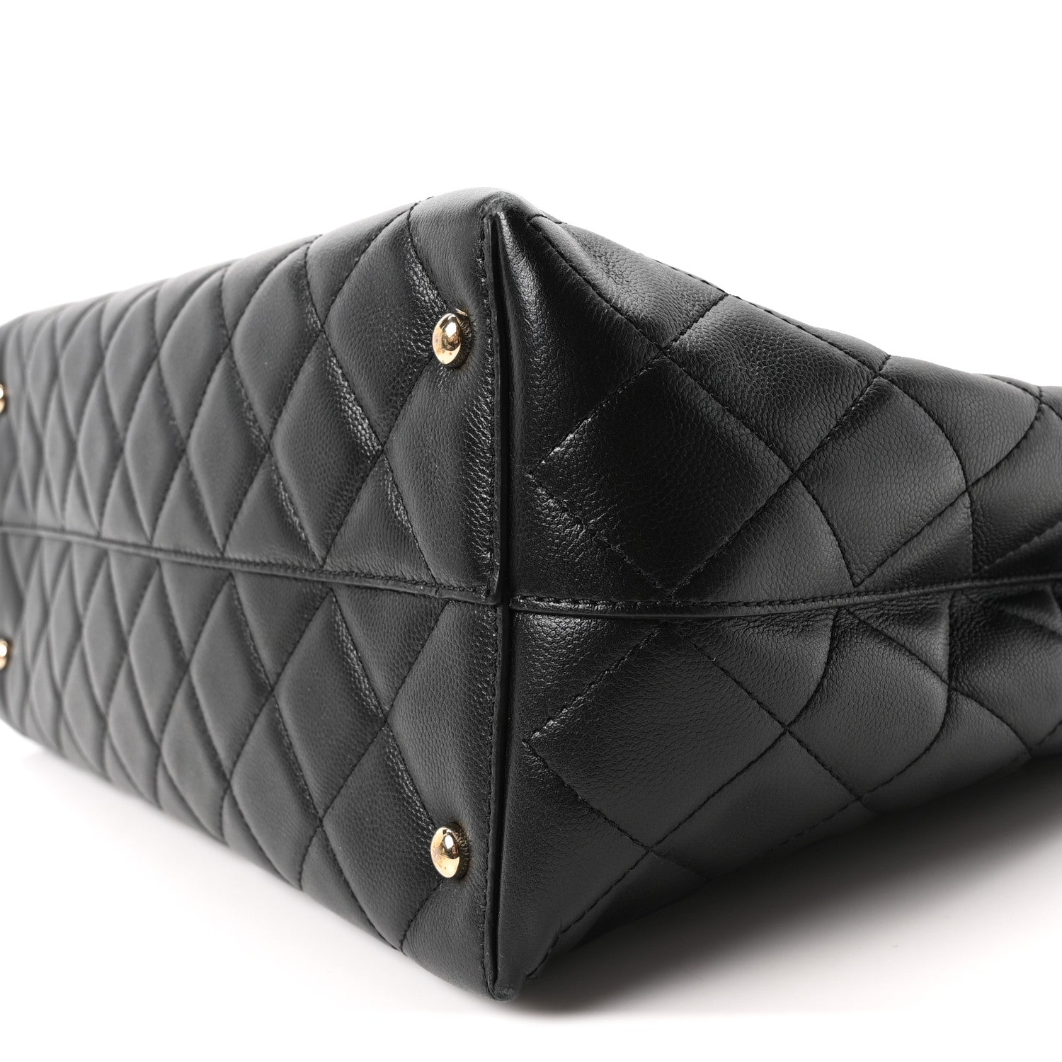 Caviar Quilted Small Shopping Tote Black