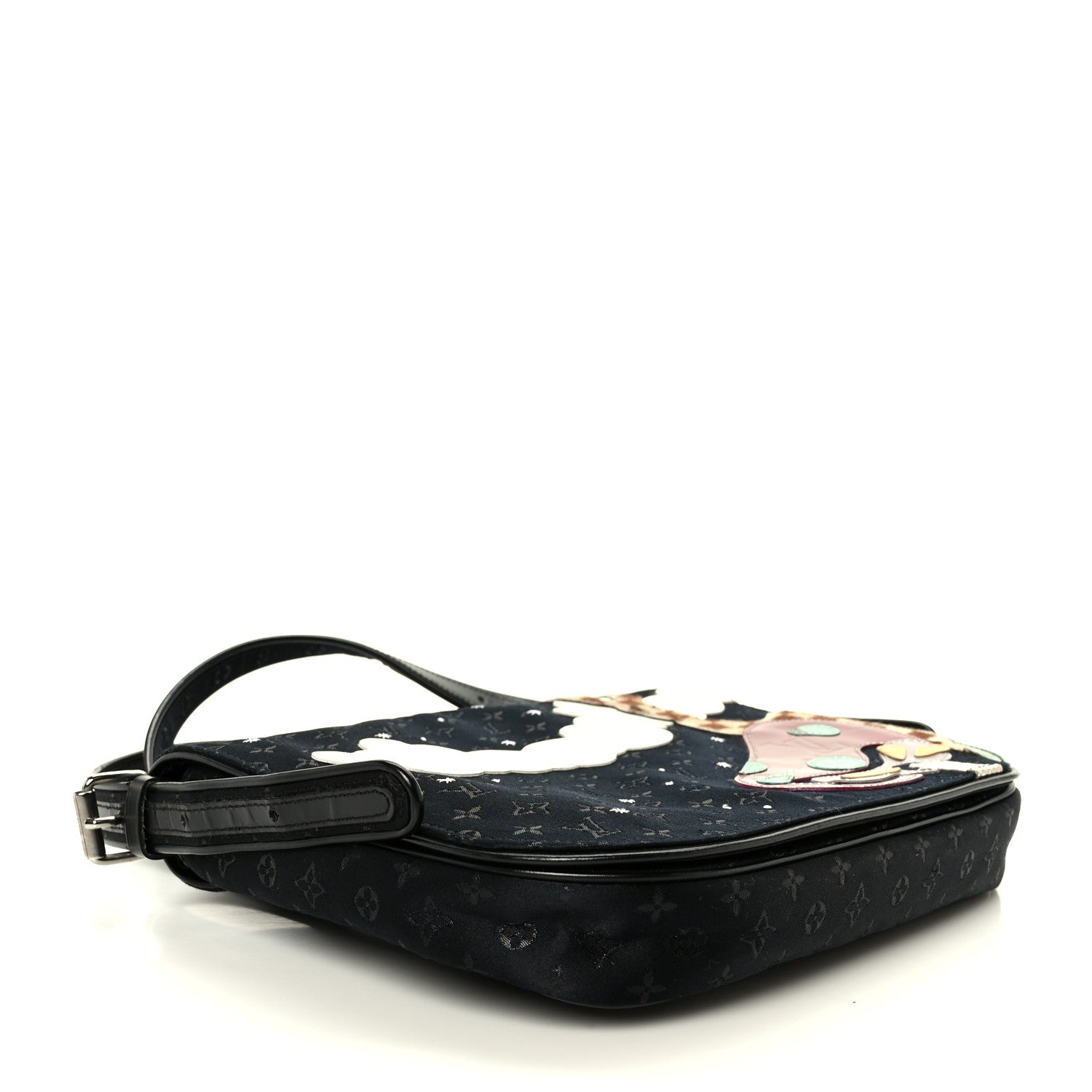 Satin Mini Monogram Conte De Fees Patchwork Musette Black