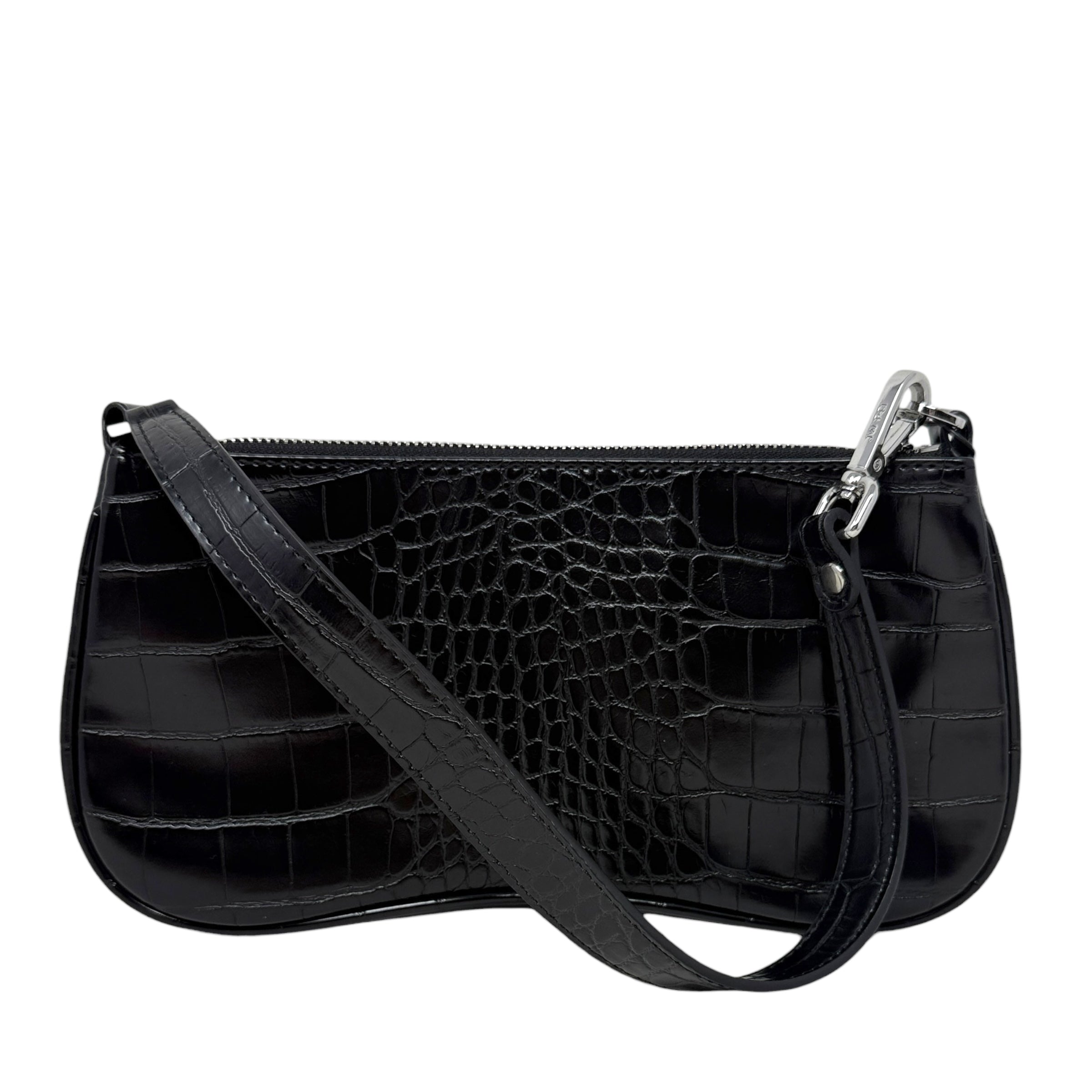 Eva Black Croc Vegan Leather Shoulder Bag By JW Pei, Size: Small