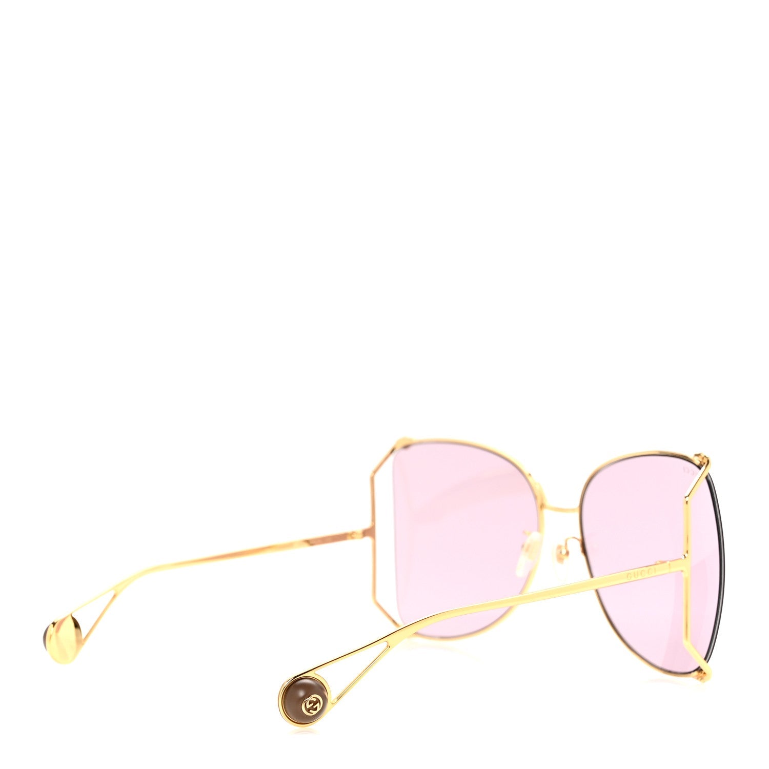 Metal Oversized Round Sunglasses GG0252S Gold Pink
