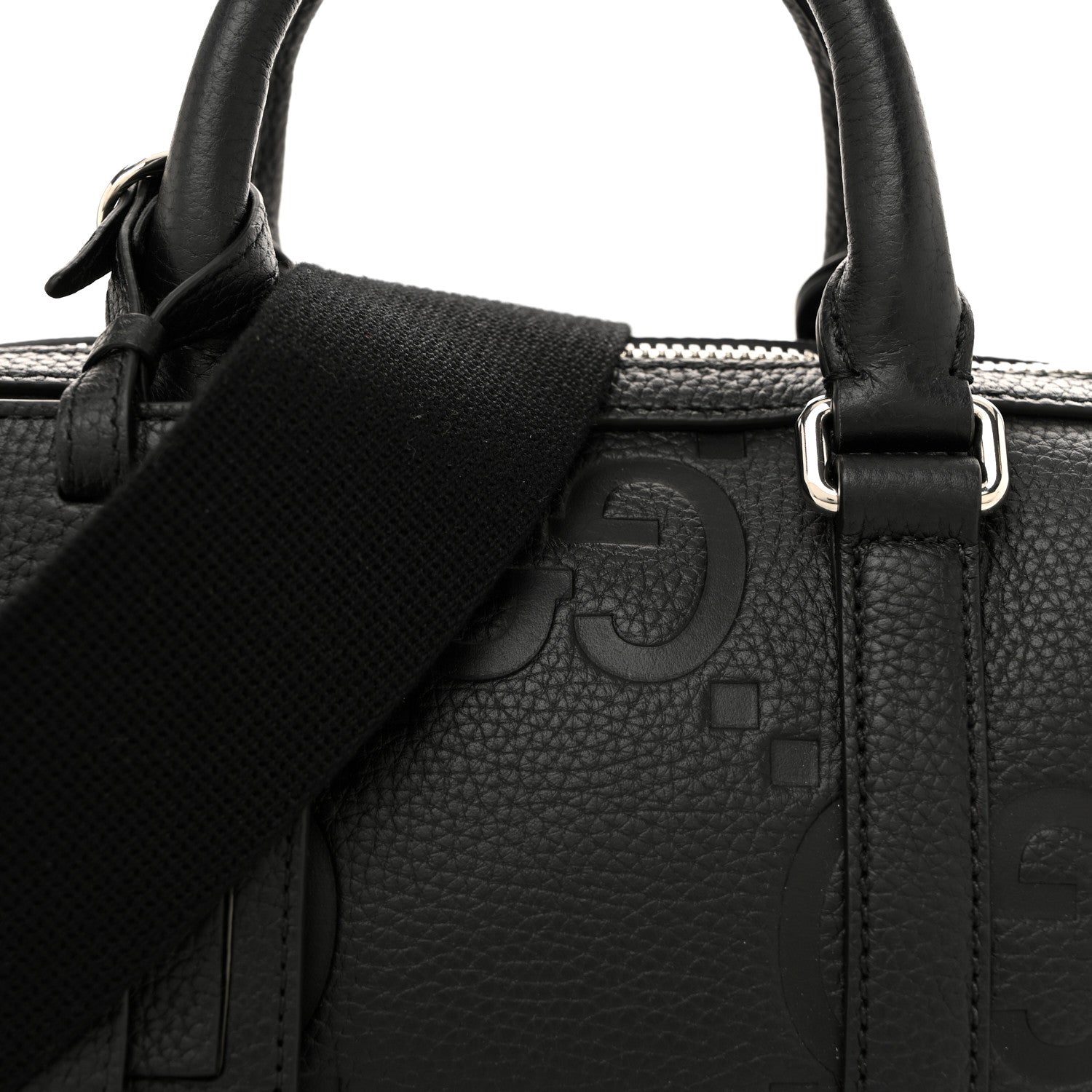 Piuma Calfskin Jumbo GG Embossed Mini Duffle Bag Black