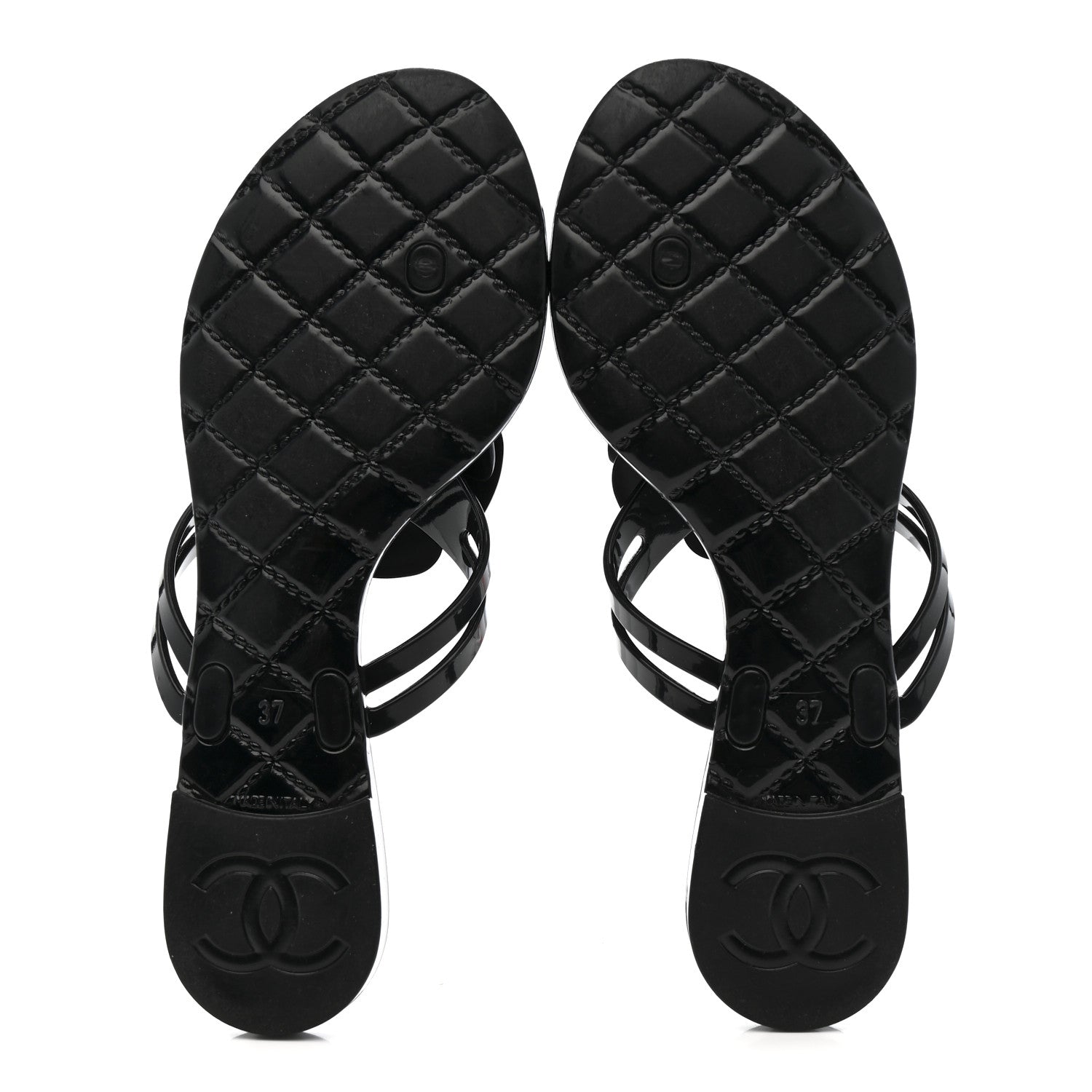Jelly Camellia Thong Sandals 37 Black
