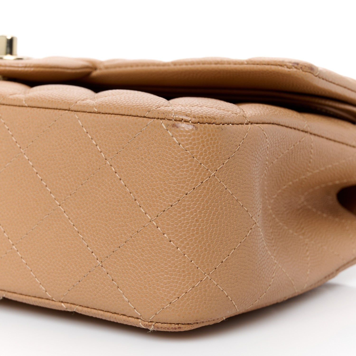 Caviar Quilted Medium Double Flap Dark Beige