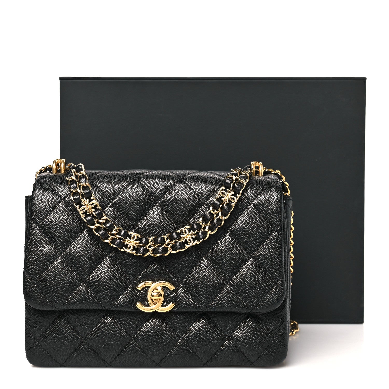 Caviar Quilted Coco First Flap Black