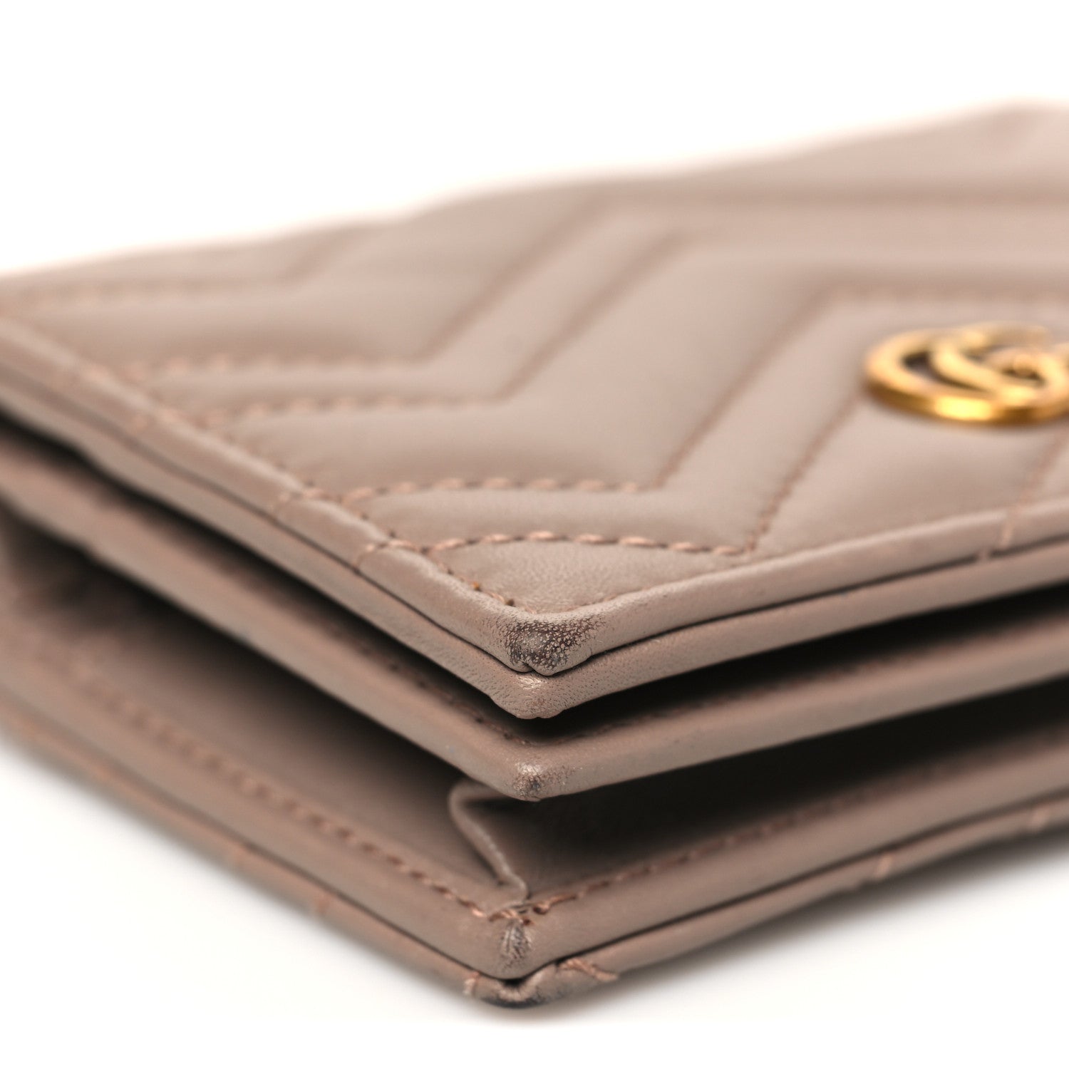Calfskin Matelasse GG Marmont Card Case Wallet Porcelain Rose
