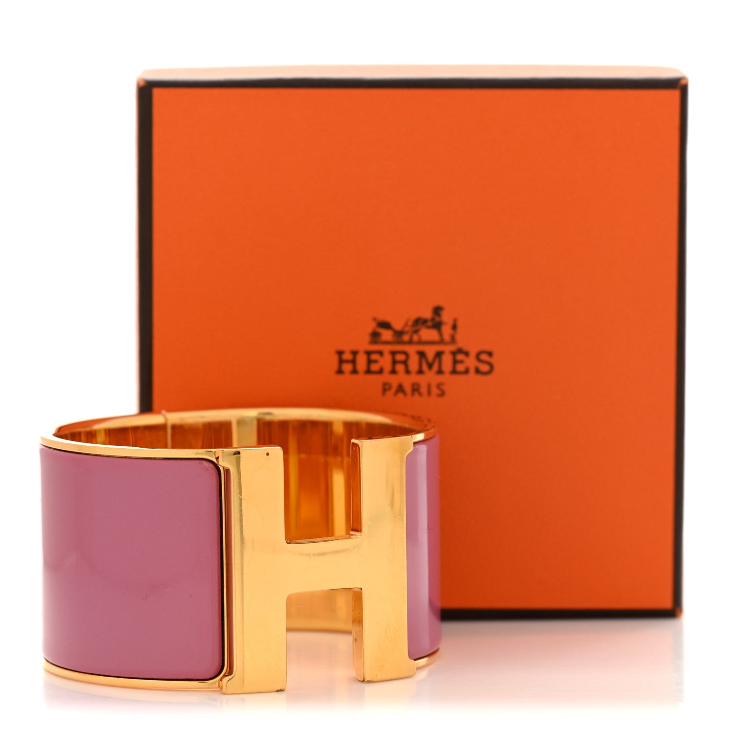 Enamel Extra Wide Clic Clac H Bracelet PM Rose Velours