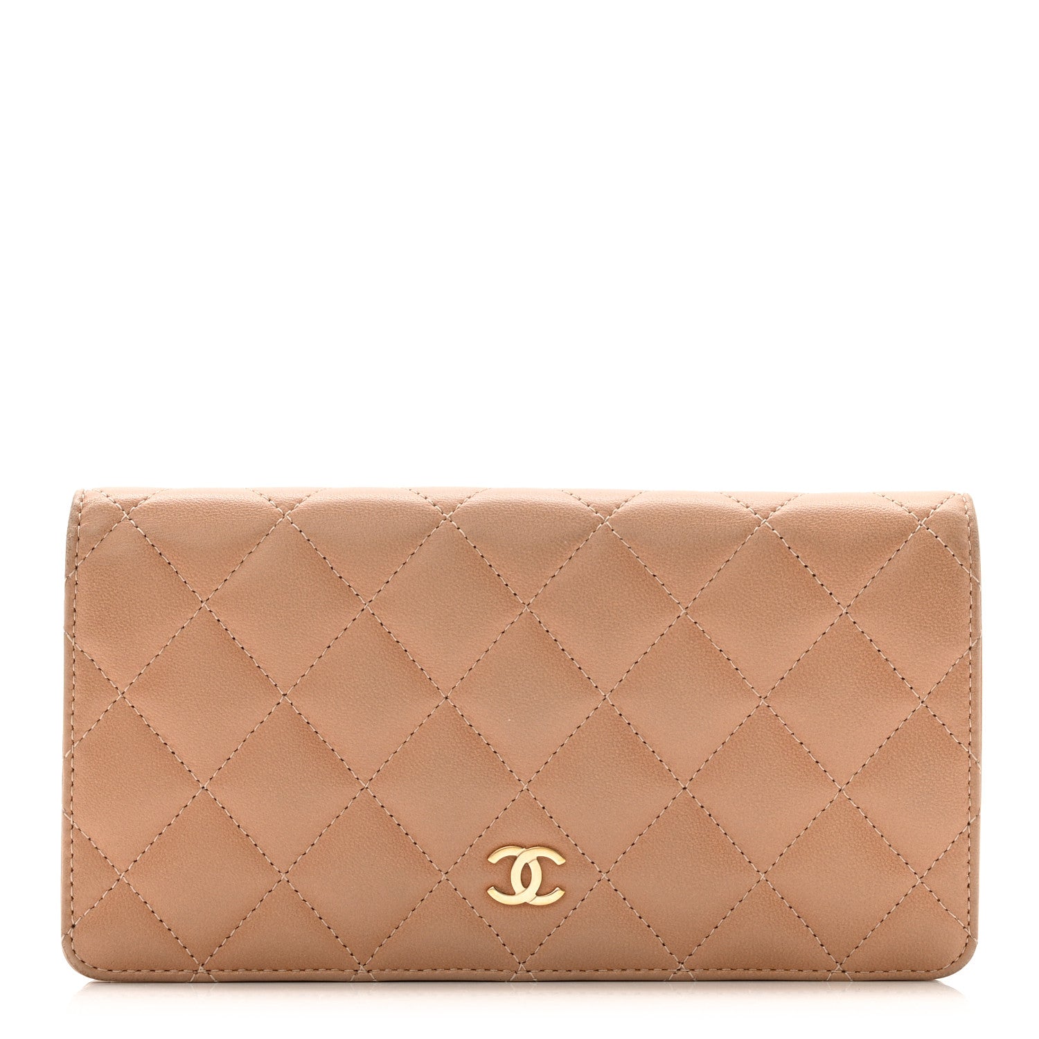 Lambskin Quilted Yen Wallet Beige