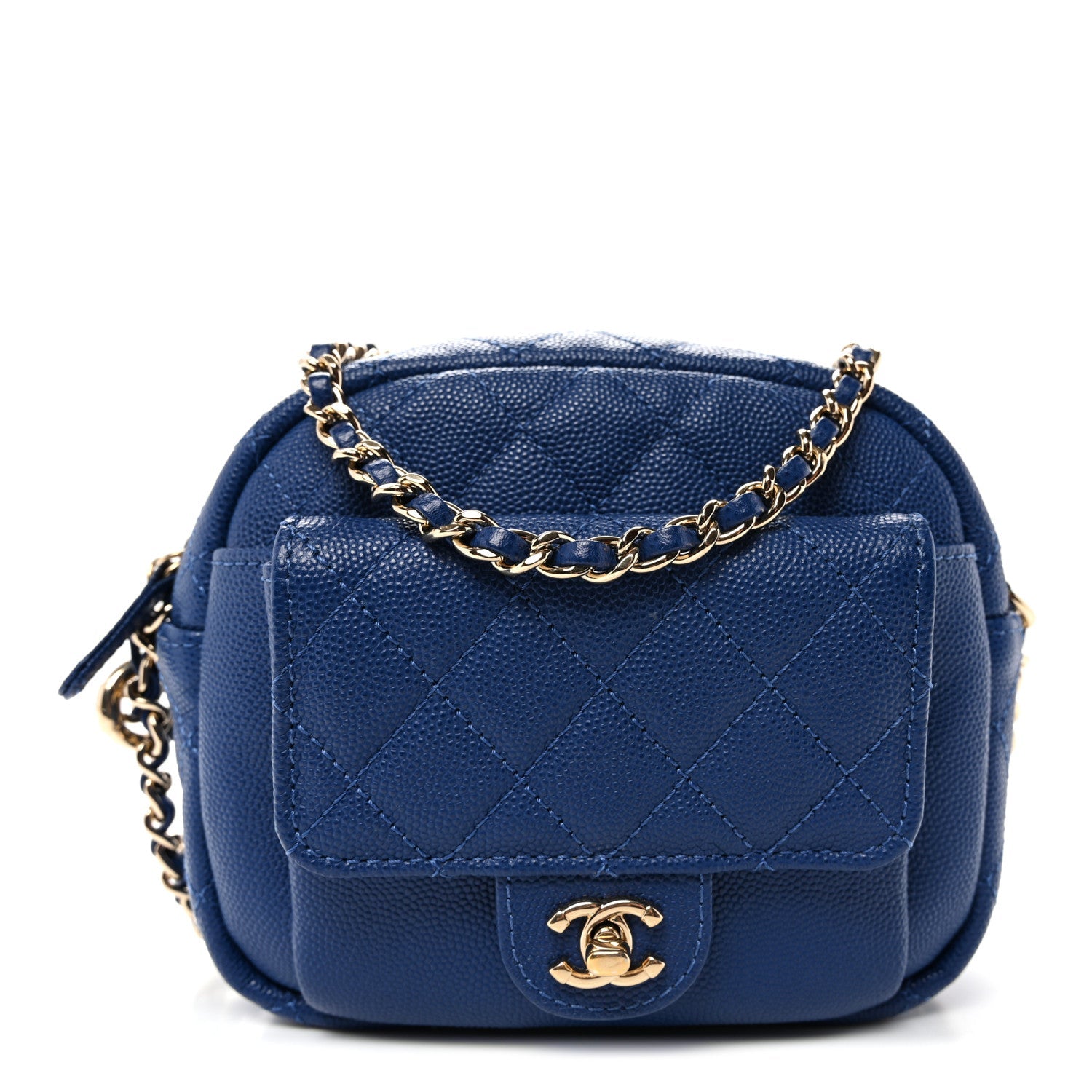 Caviar Quilted CC Day Camera Case Blue