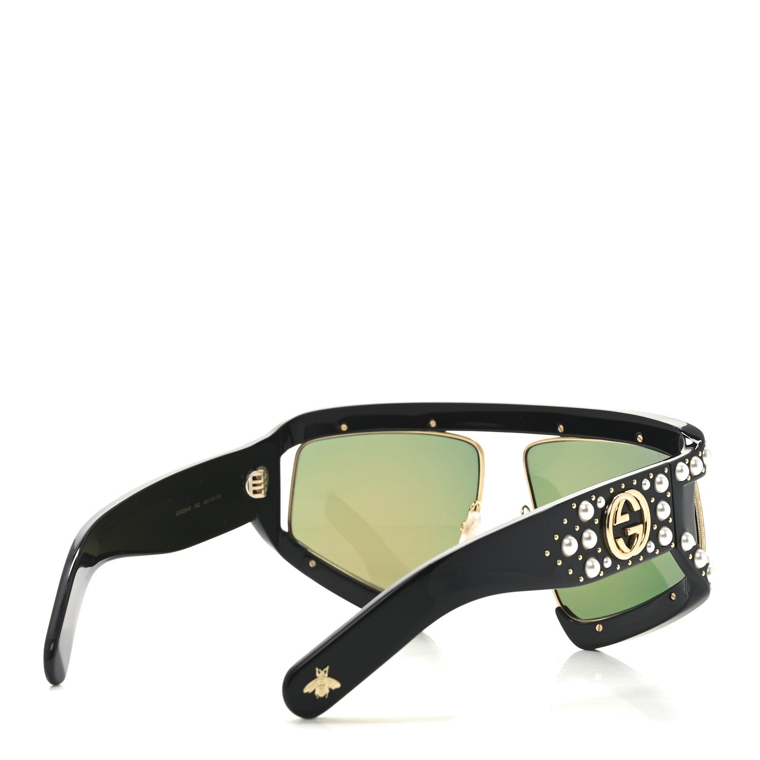 Acetate Pearl Rectangular Frame Sunglasses GG0234S Black Orange