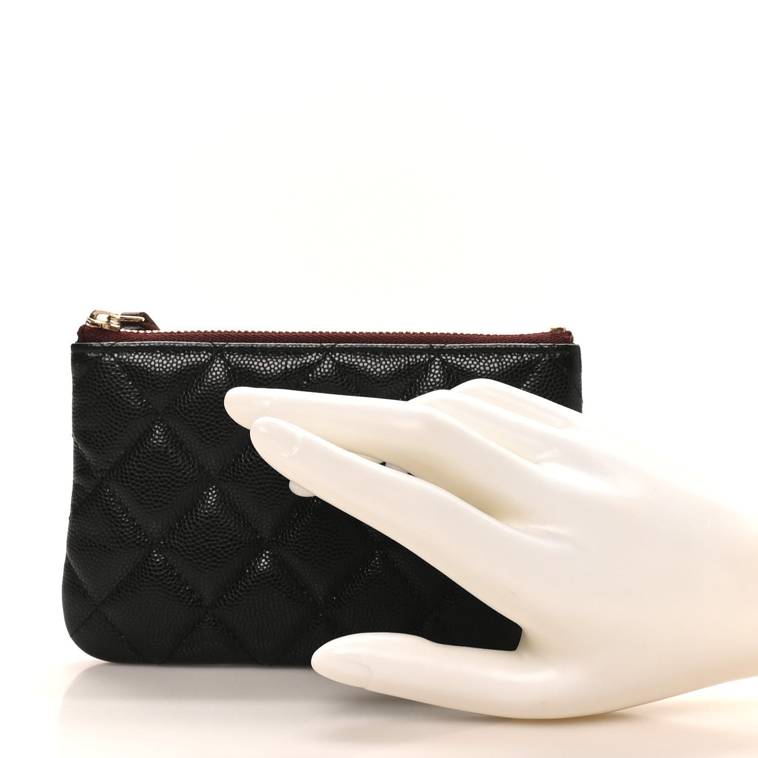 Caviar Quilted Small Cosmetic Case Black
