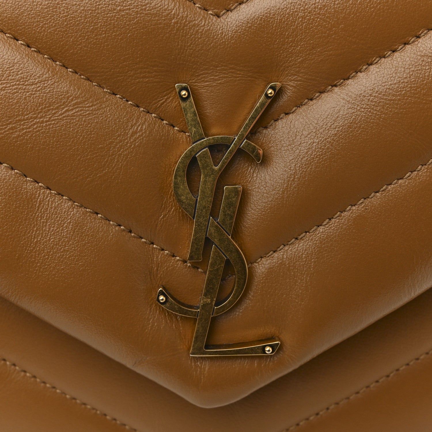 Calfskin Y Quilted Monogram Small Loulou Chain Satchel Dark Natural