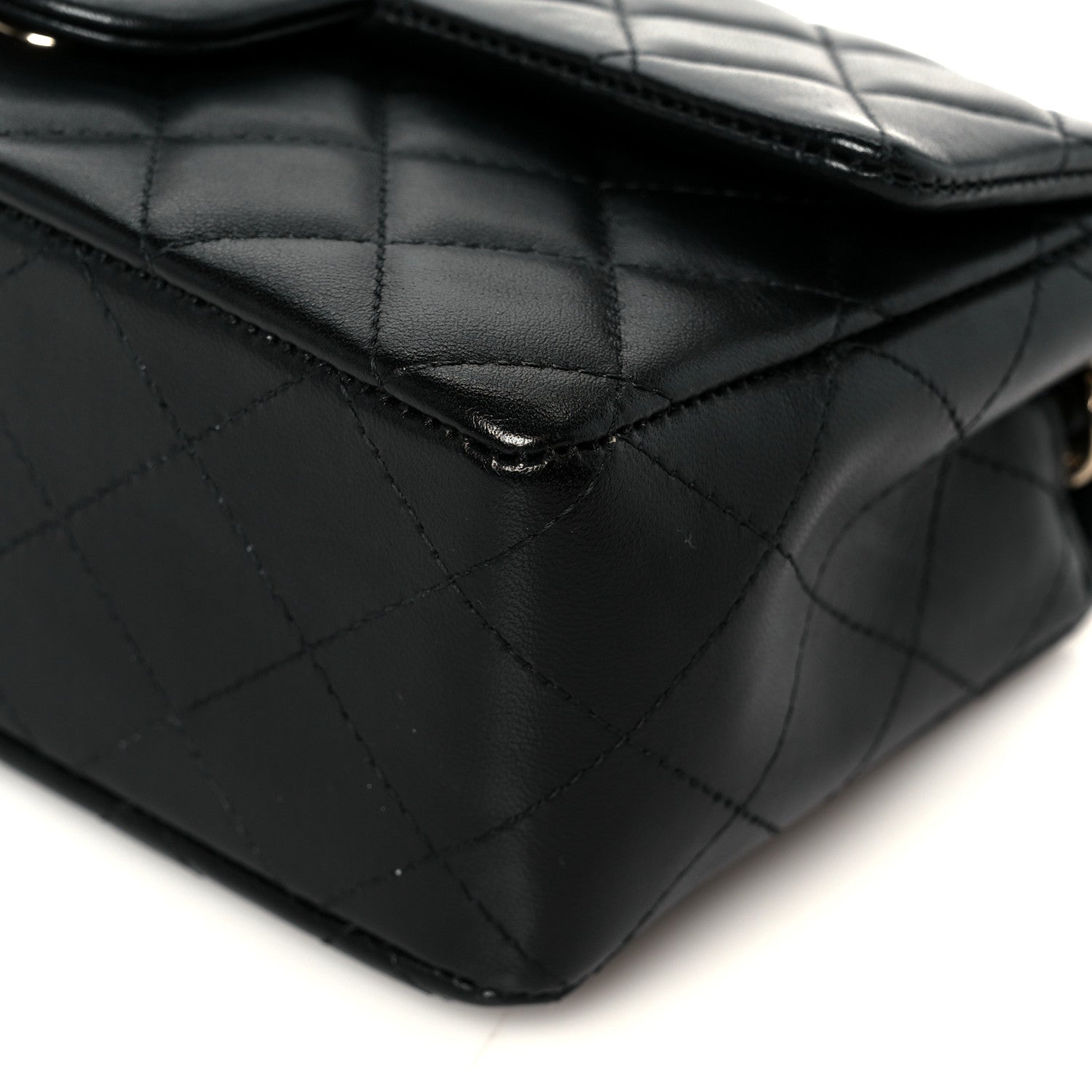 Lambskin Quilted Mini Rectangular Flap Black