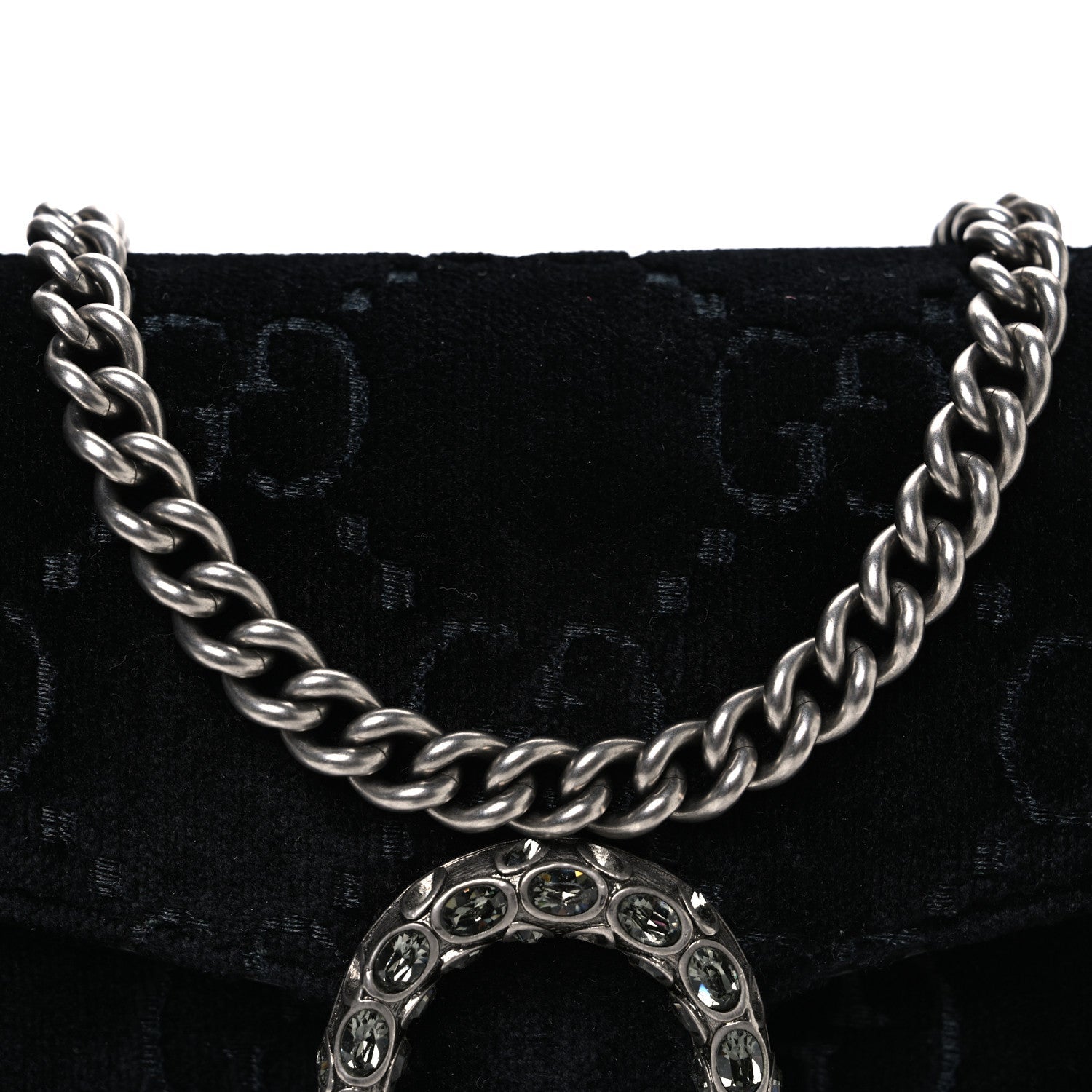 Velvet GG Monogram Mini Dionysus Chain Wallet Black