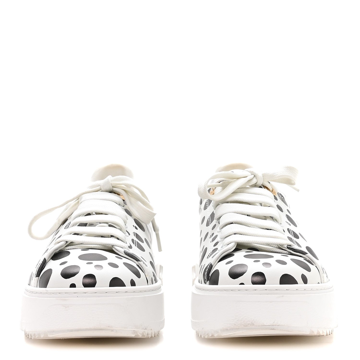 LV X YK Calfskin Printed Infinity Dots Time Out Sneakers 38.5 White