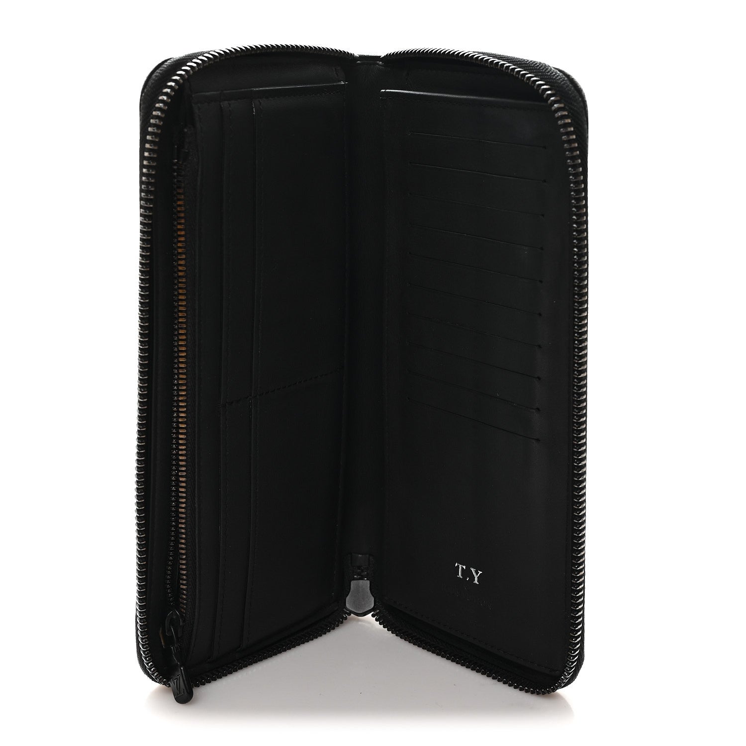 Calfskin Monogram Shadow Vertical Zippy Wallet Black