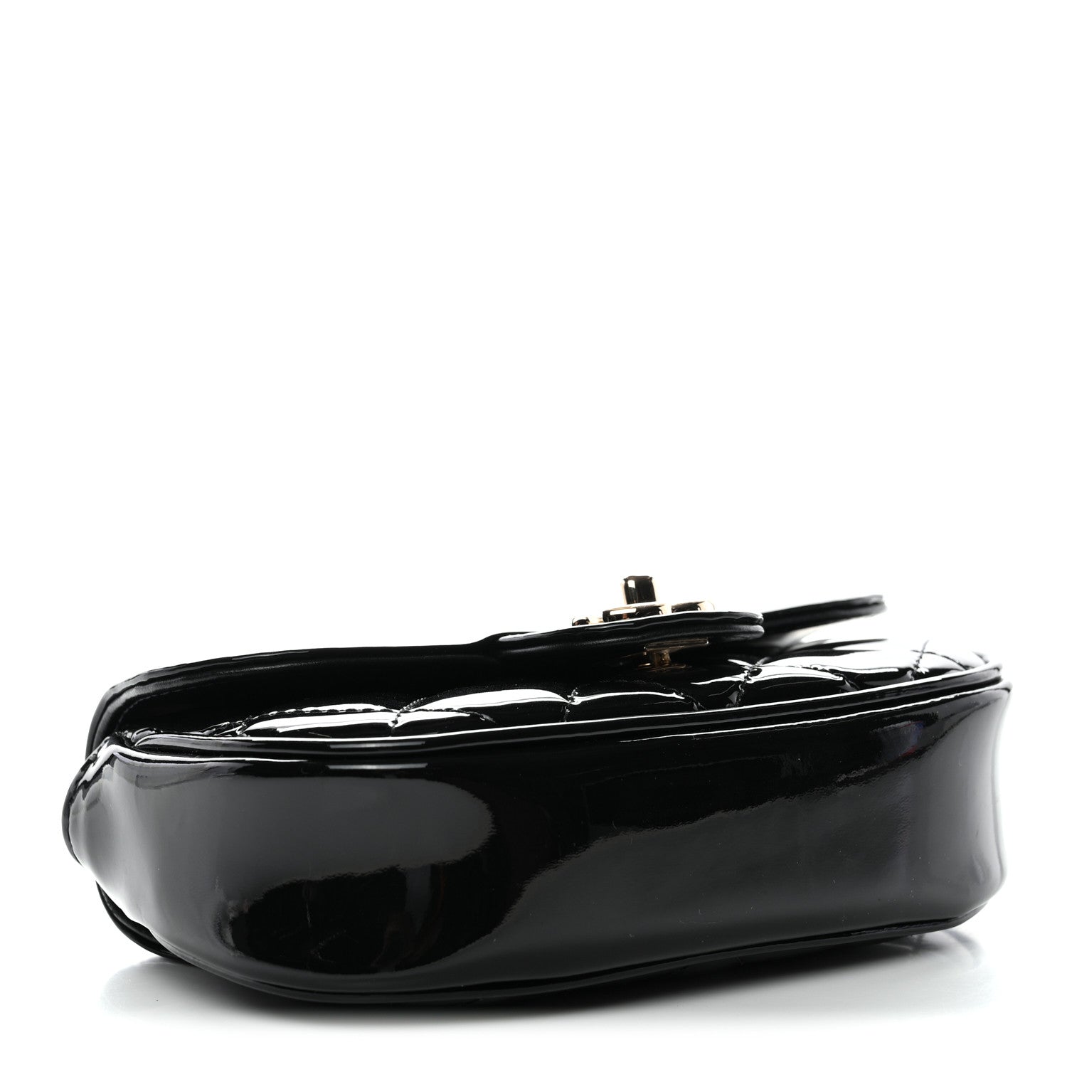 Patent Calfskin Quilted Mini Flap Black
