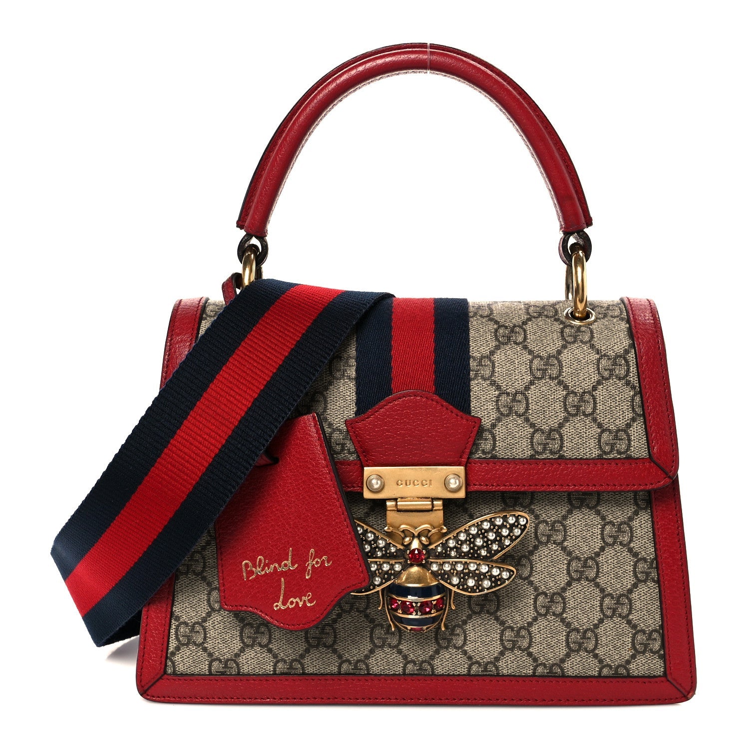 GG Supreme Monogram Small Queen Margaret Top Handle Bag Red