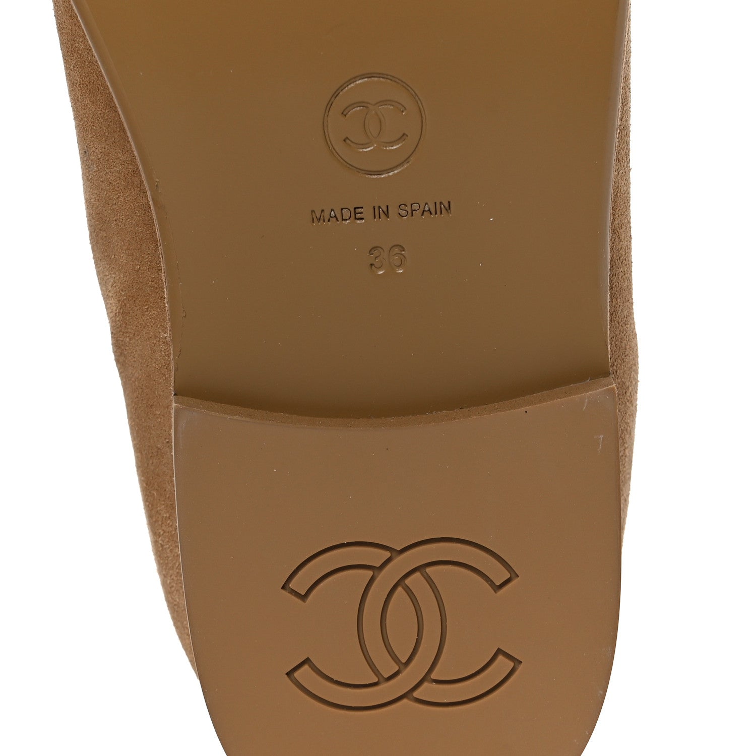 Suede Calfskin CC Loafers 36 Dark Beige