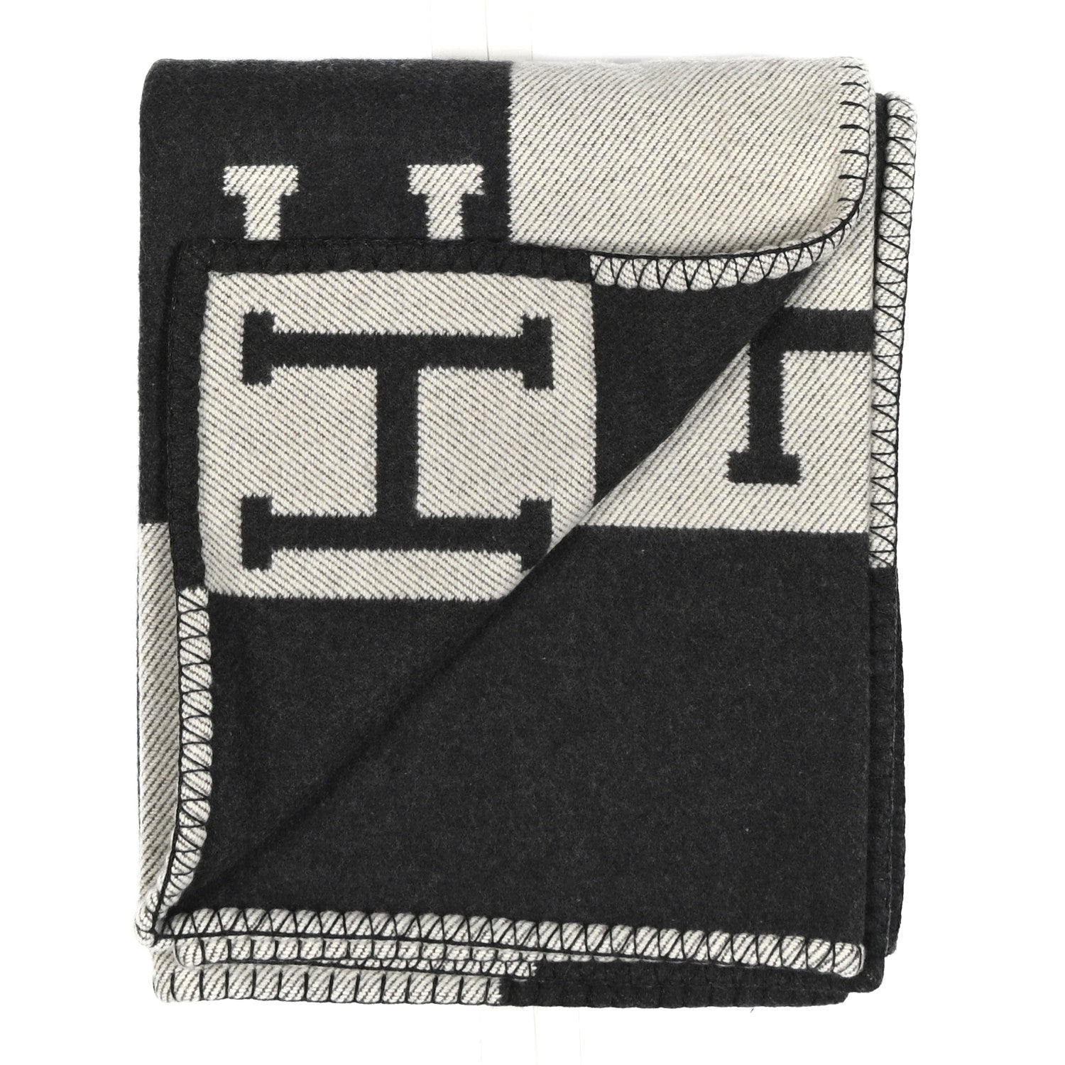 Wool Cashmere Avalon Blanket Ecru Gris Fonce