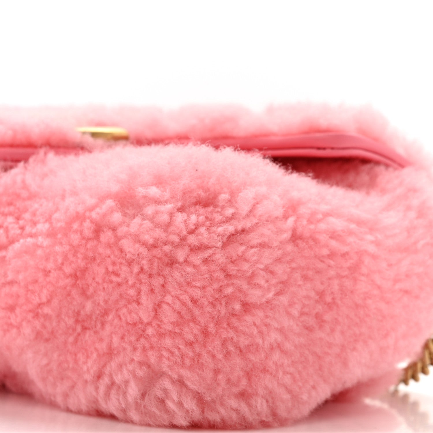 Shearling Matelasse Super Mini GG Marmont Shoulder Bag Lotus Pink