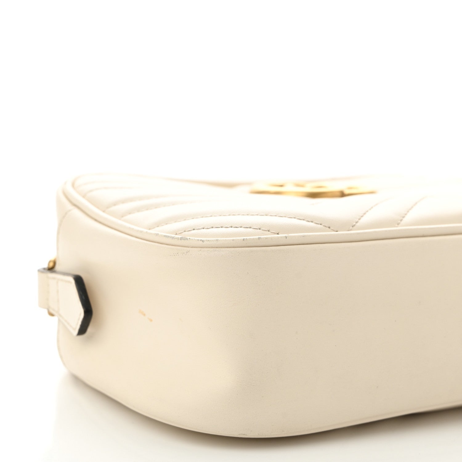 Calfskin Matelasse Small GG Marmont Chain Shoulder Bag White