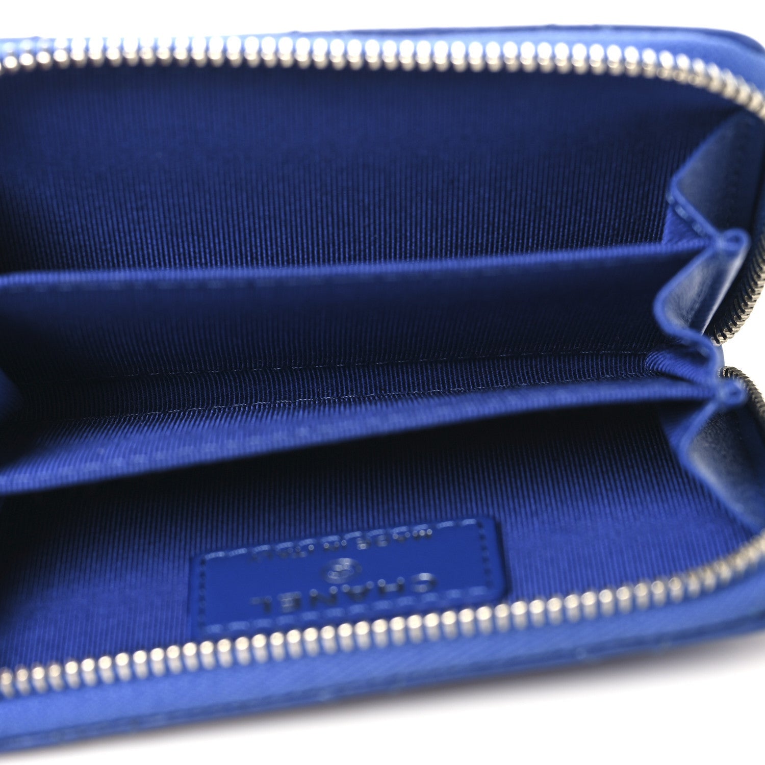 Lambskin Quilted Zip Coin Purse Blue