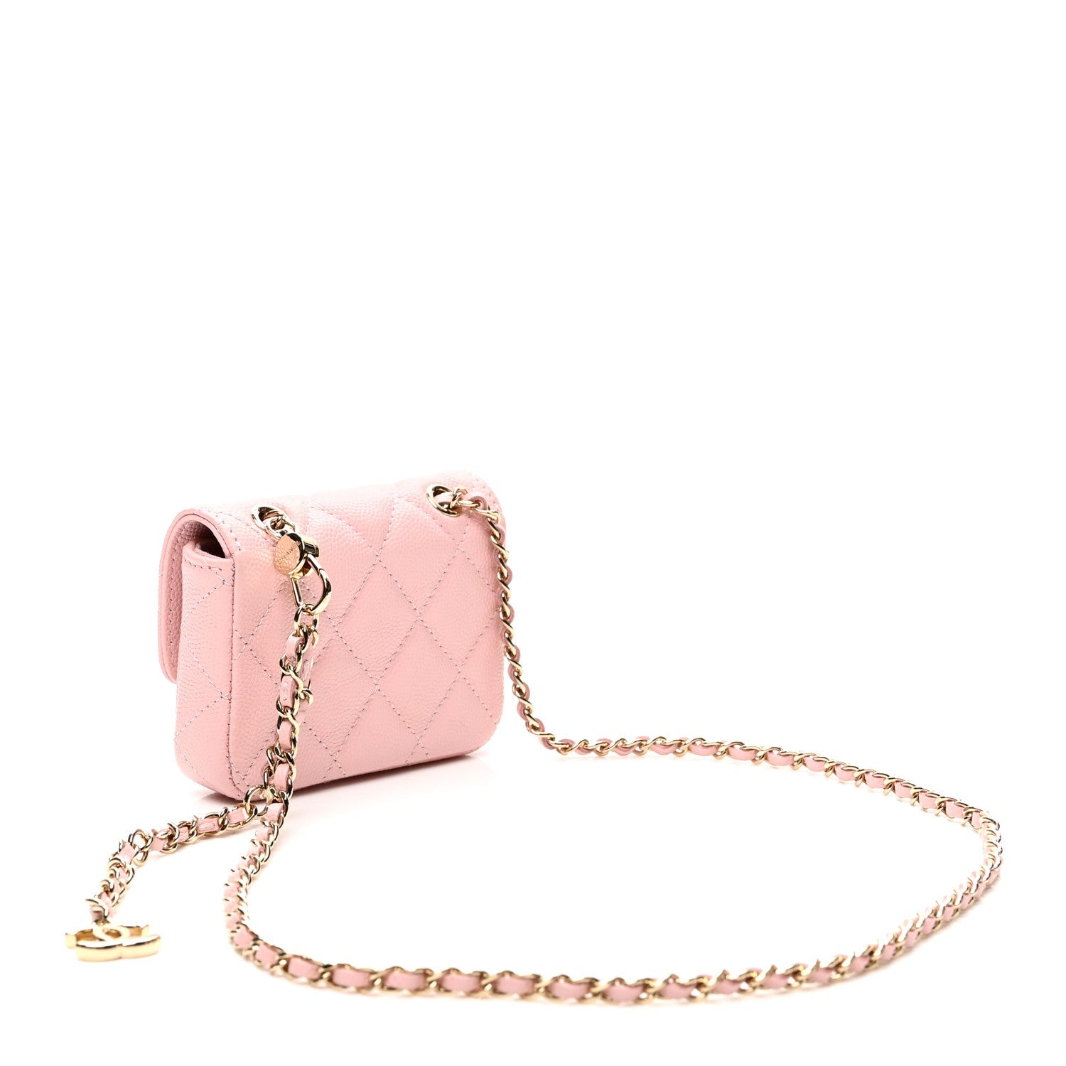 Caviar Quilted Mini Chain Belt Bag Light Pink