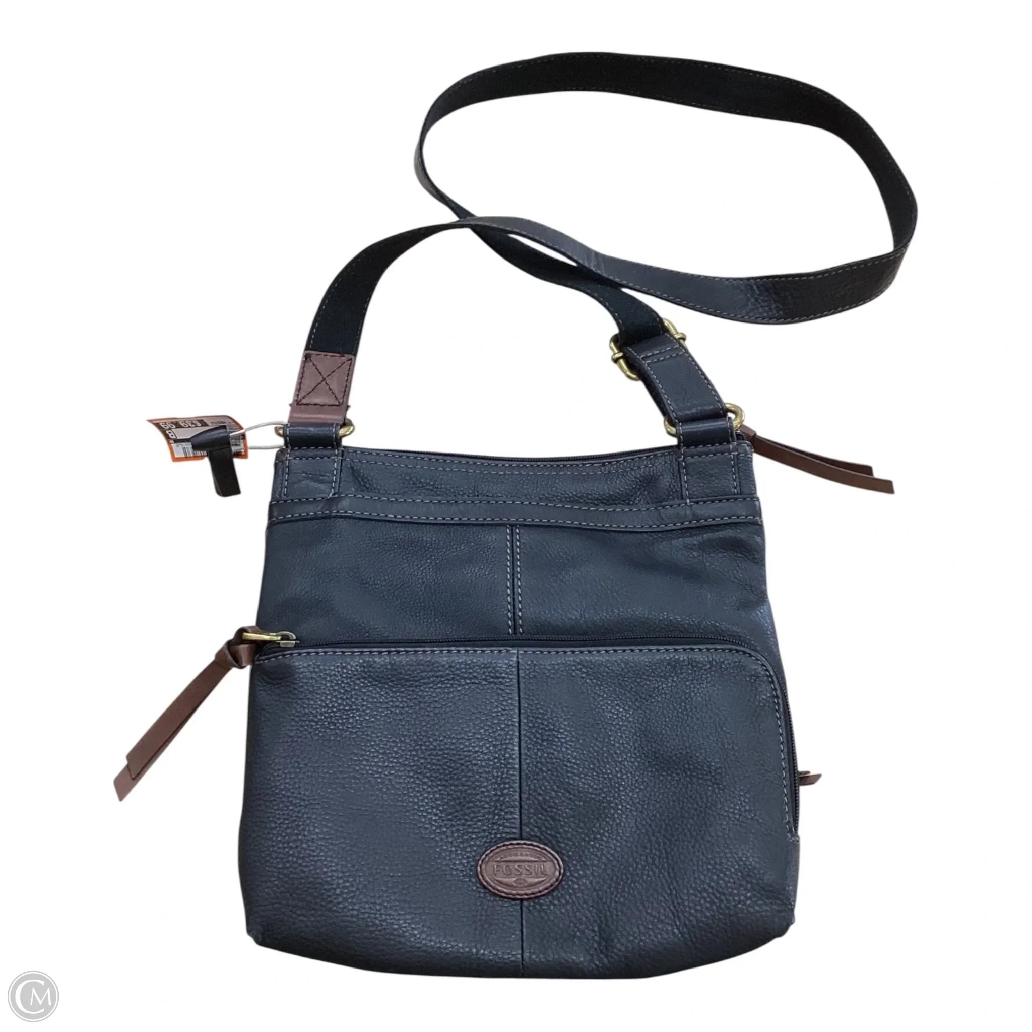 Handbag Leather By Fossil, Size: Medium