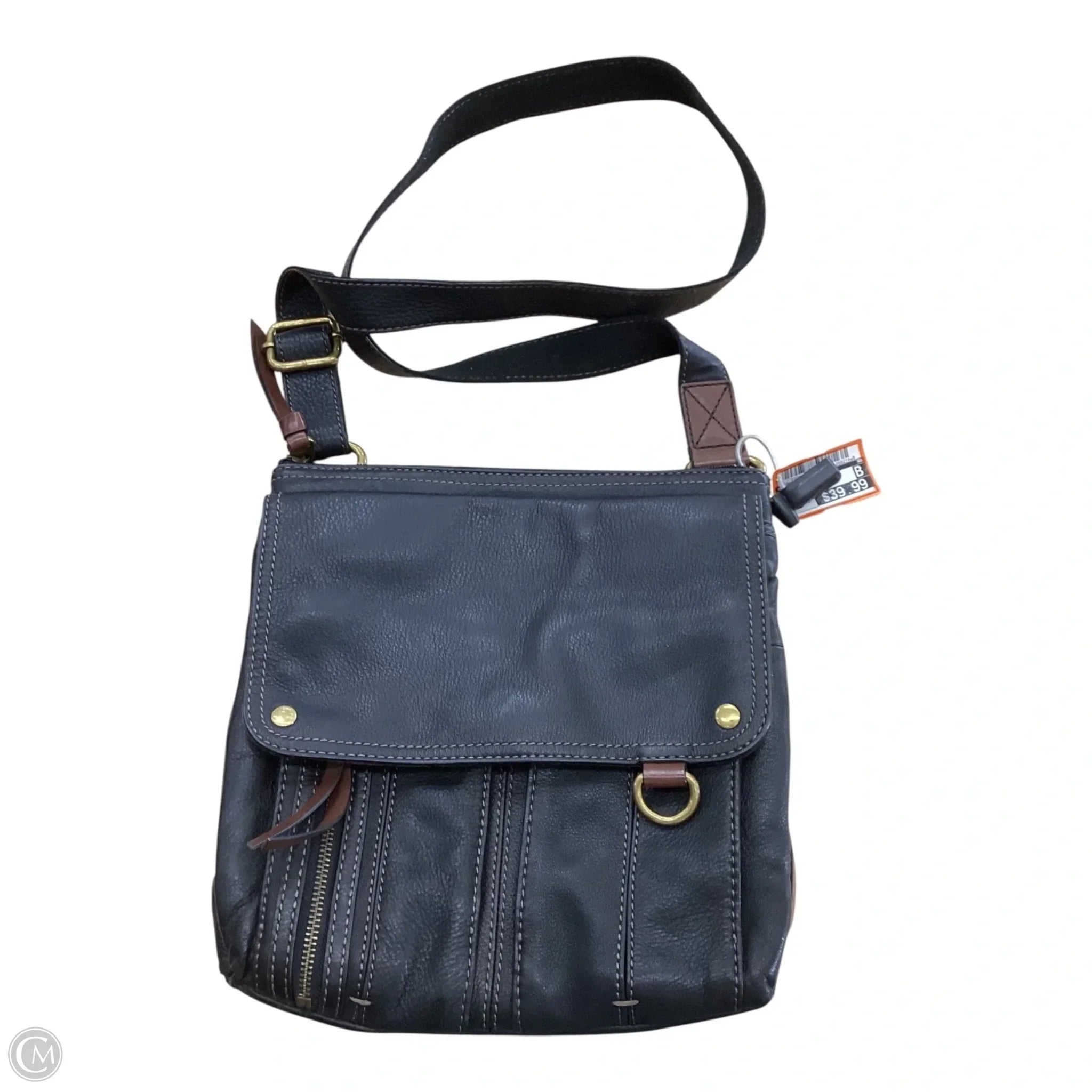 Handbag Leather By Fossil, Size: Medium
