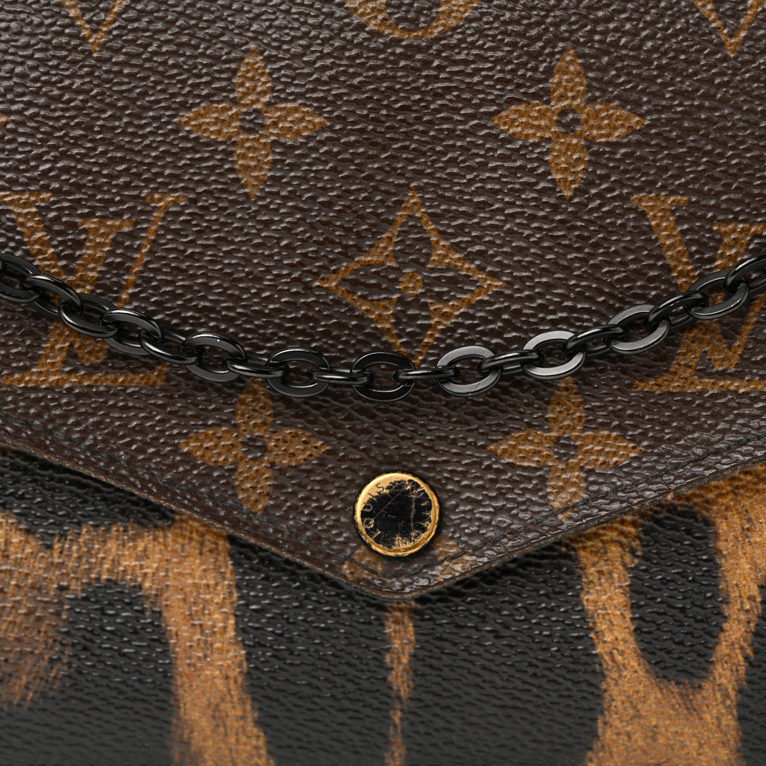 Monogram Animal Print Pochette Felicie Chain Wallet