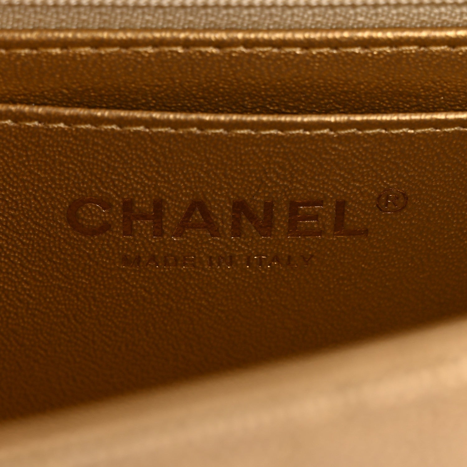 Metallic Caviar Quilted Mini Top Handle Rectangular Flap Gold