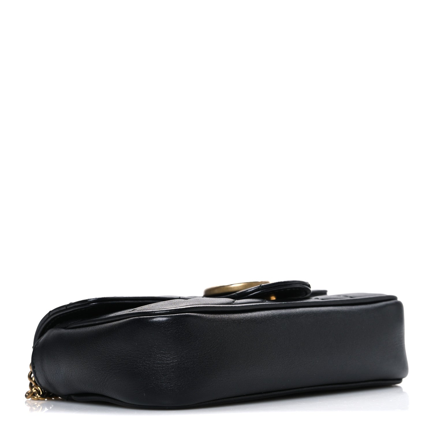 Calfskin Matelasse Super Mini GG Marmont Shoulder Bag Black