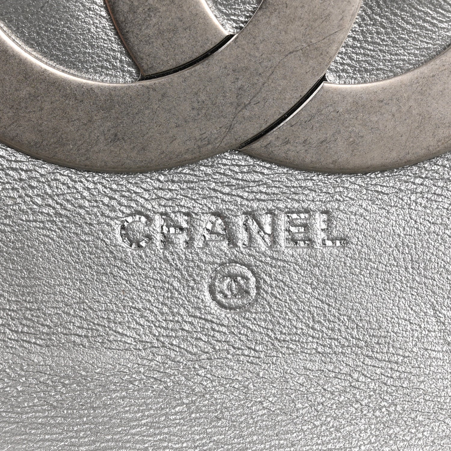 Metallic Lambskin Quilted Mini Giant CC Flap Argent