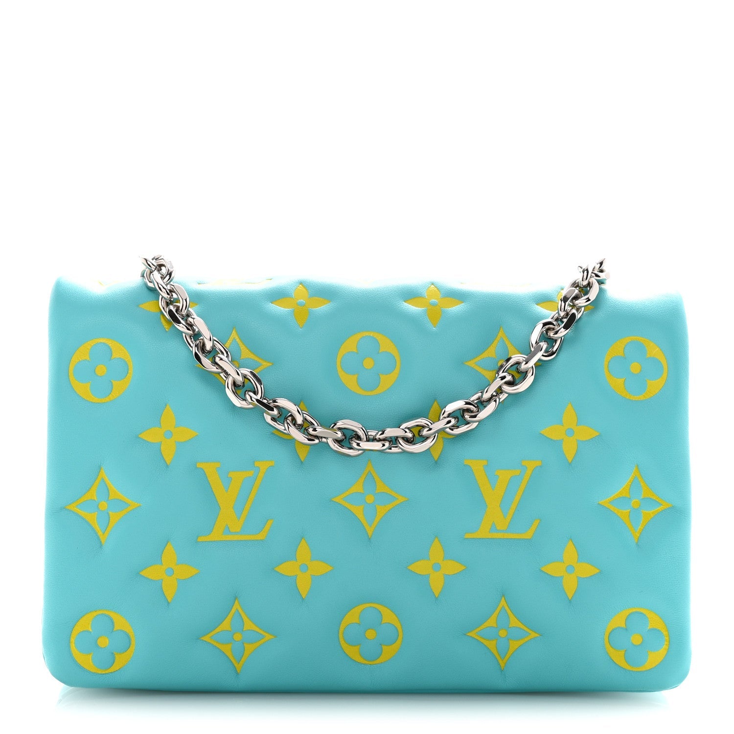 Lambskin Embossed Monogram Vuittamins Pochette Coussin Menthe Jaune