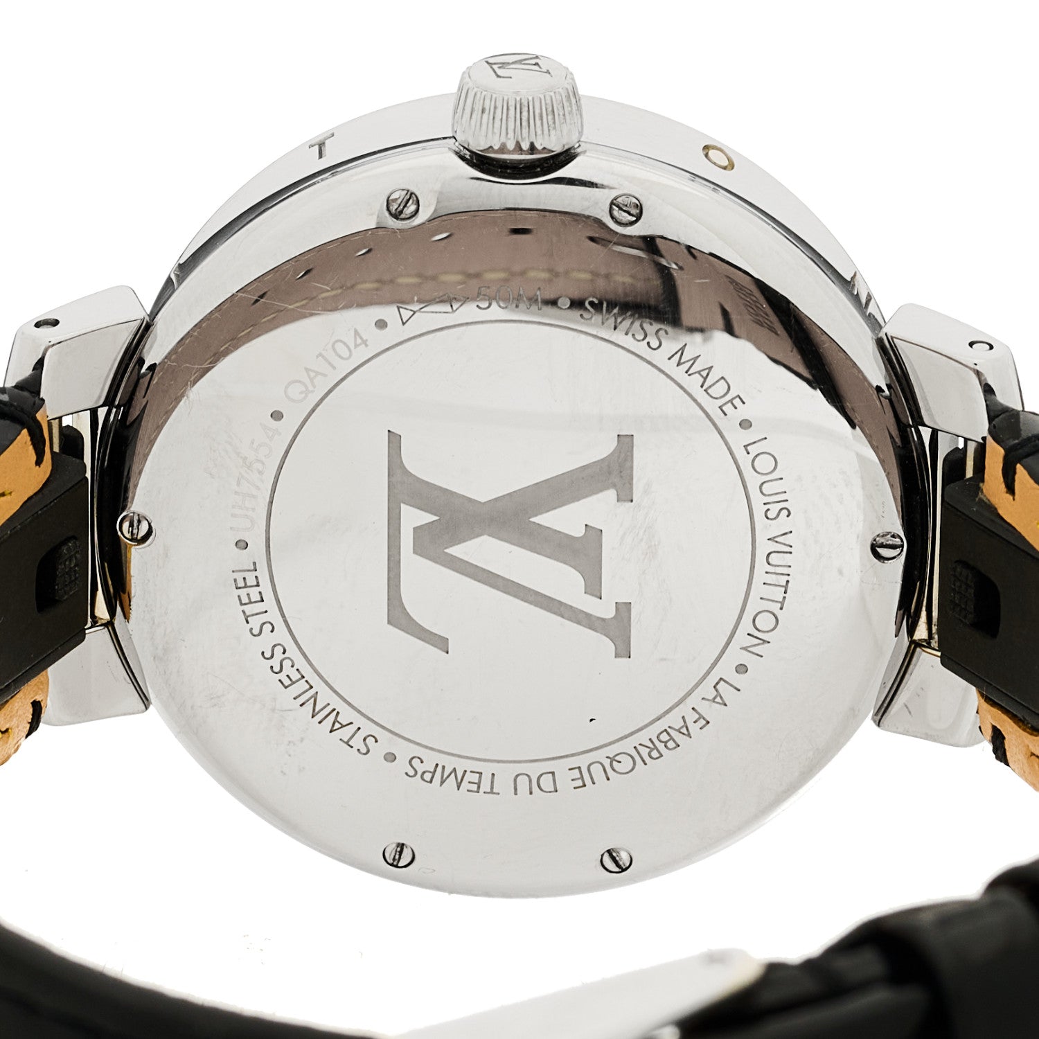 Stainless Steel Monogram 35mm Tambour Moon Dual Time Quartz Watch Silver