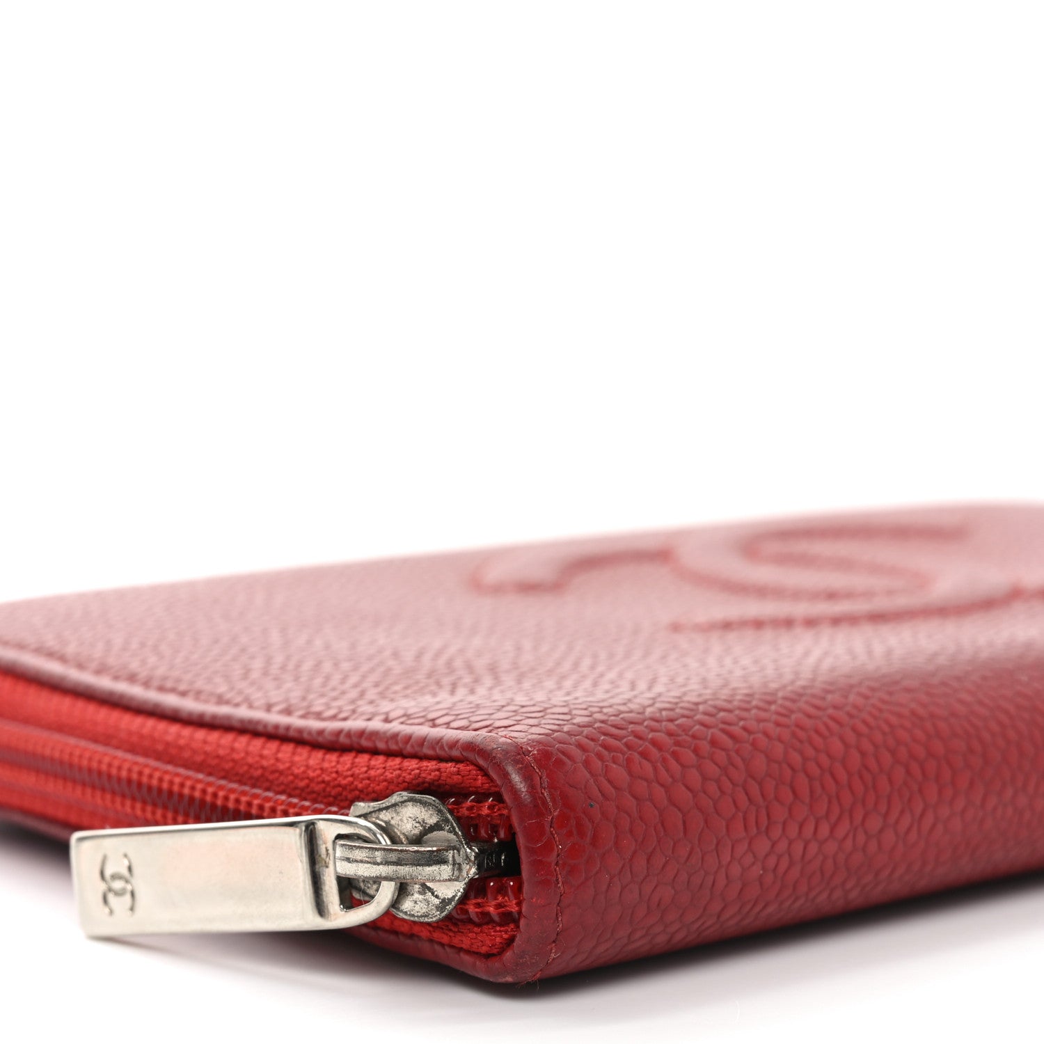 Caviar Large CC Timeless Zip Around Organizer Wallet Red