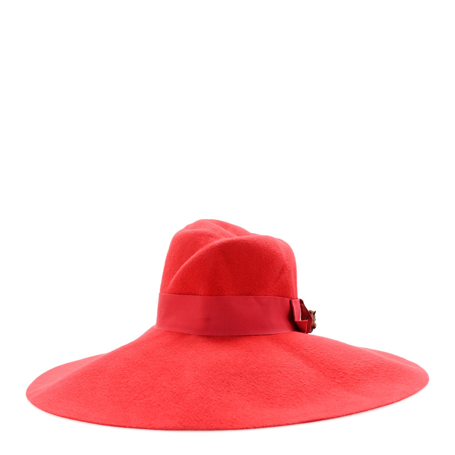 Felt Wide Brim Hat M 57 Red