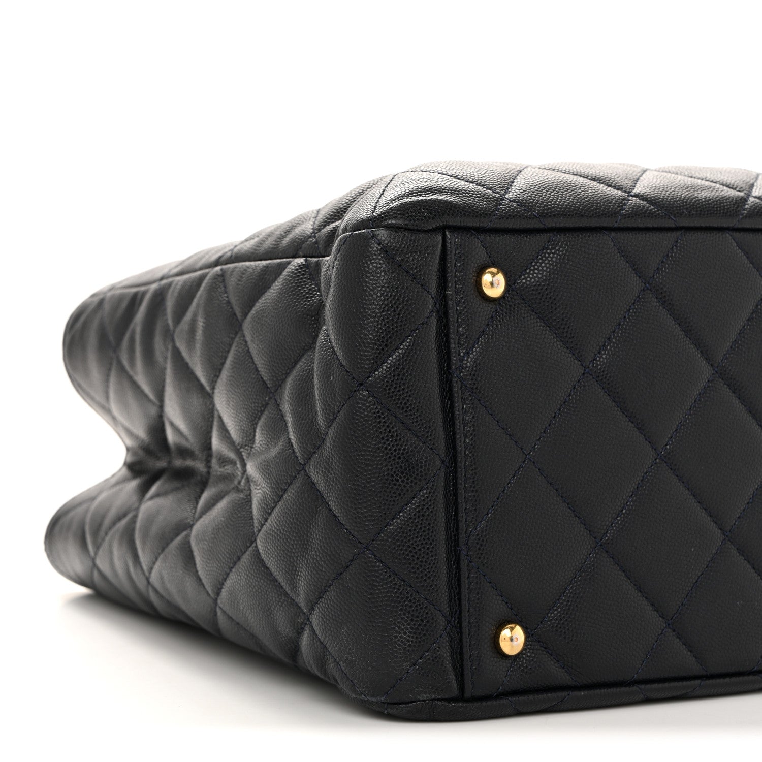 Caviar Quilted Small Shopping Tote Navy