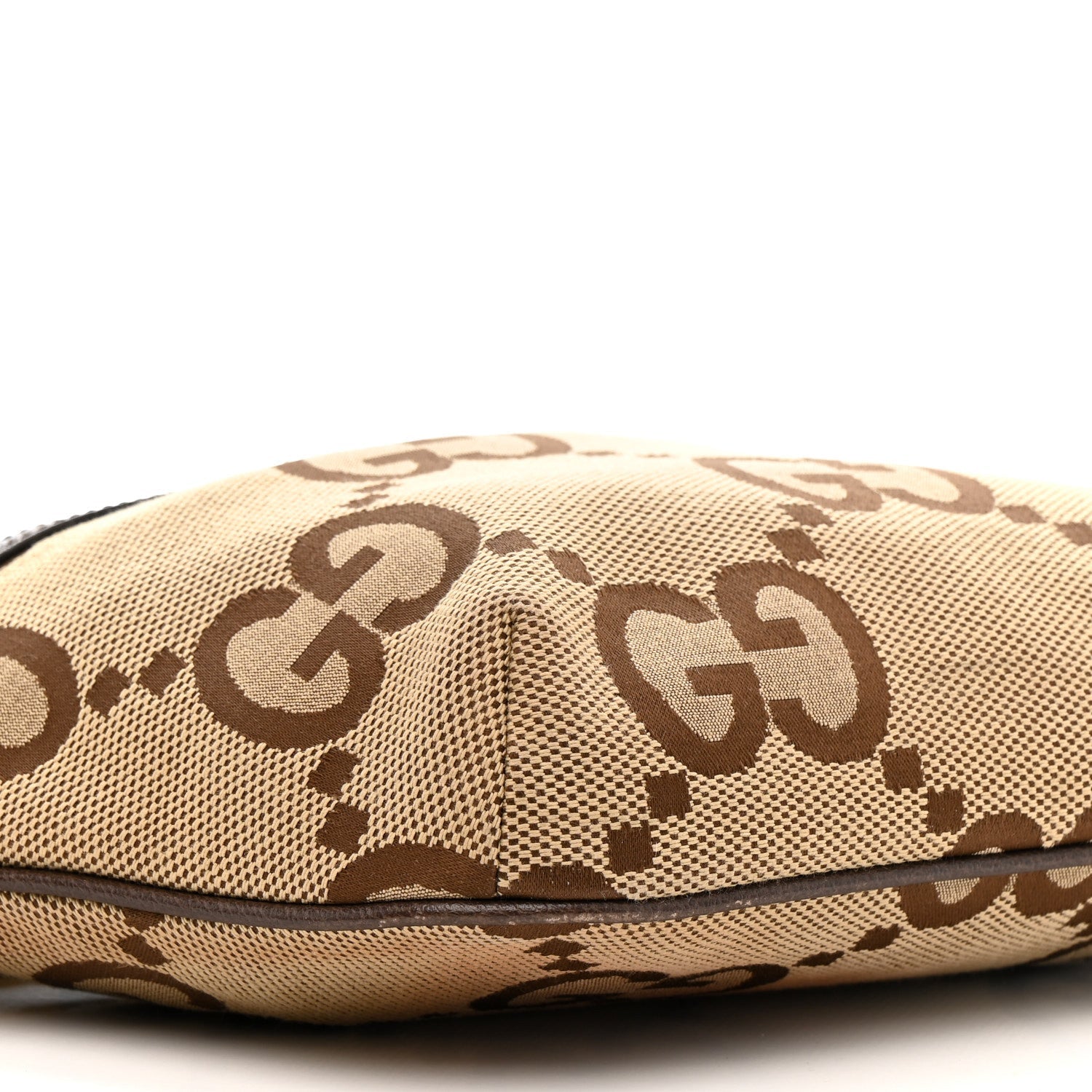 Monogram Jumbo GG Textured Dollar Calfskin Web Belt Bag Camel Ebony New Acero