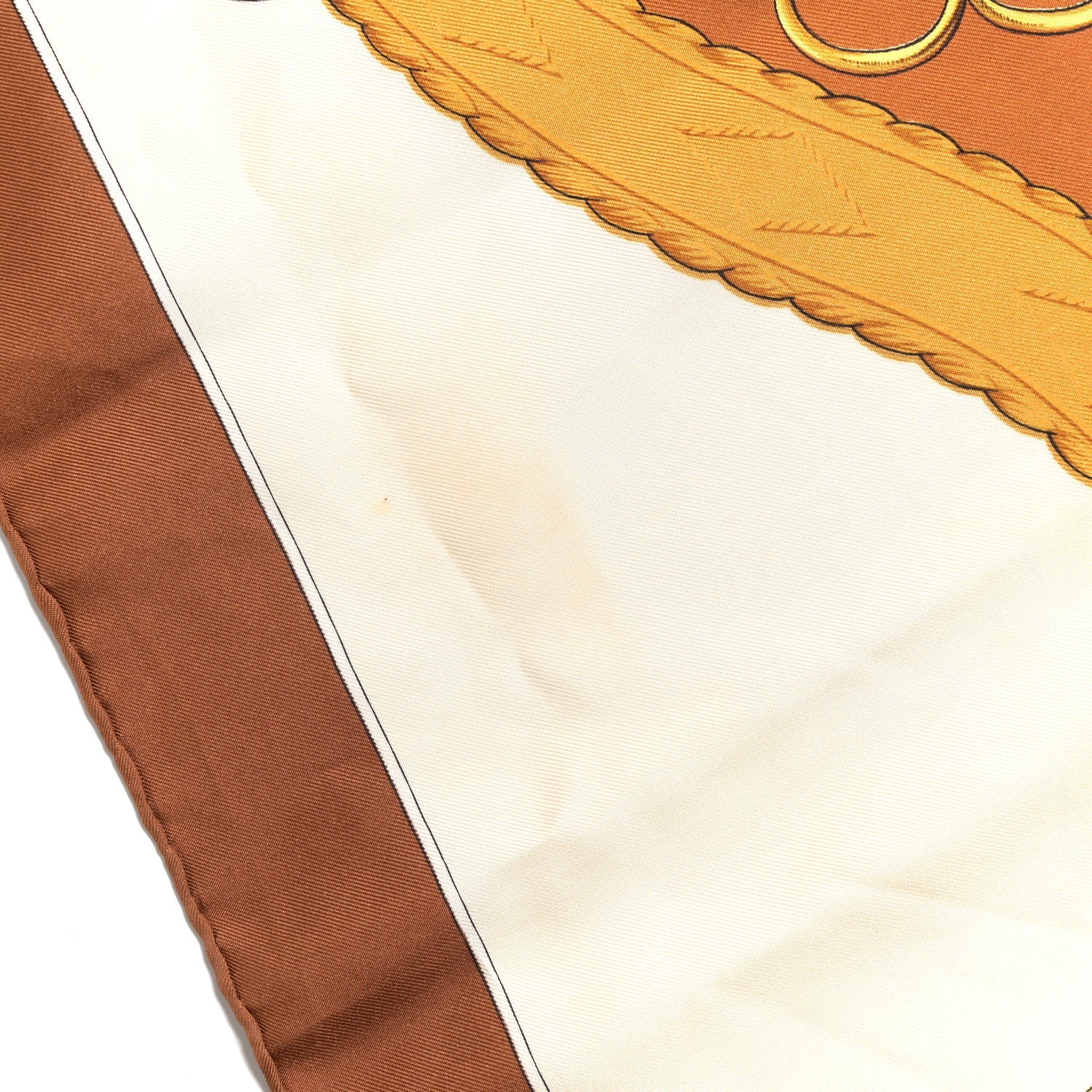 Silk Lift Profile Scarf 90 Creme Brown Yellow