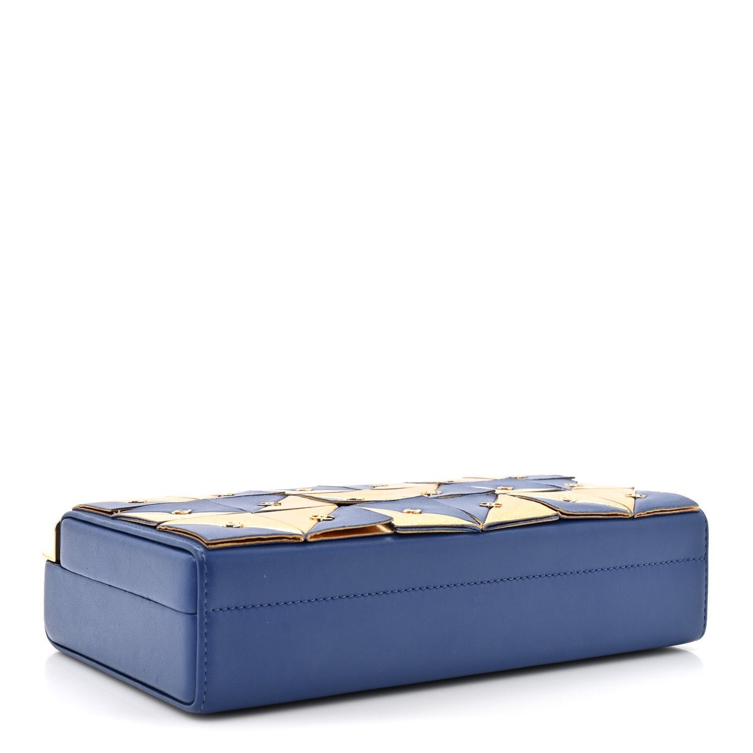 Lambskin Métiers d’Art Kiss Lock Clutch Blue Gold