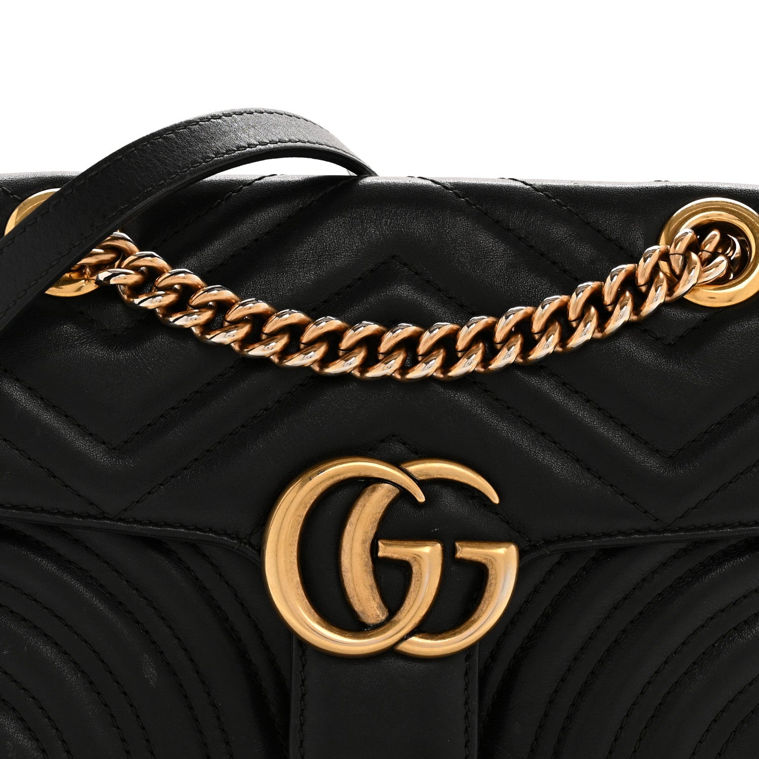Calfskin Matelasse Mini GG Marmont Shoulder Bag Black