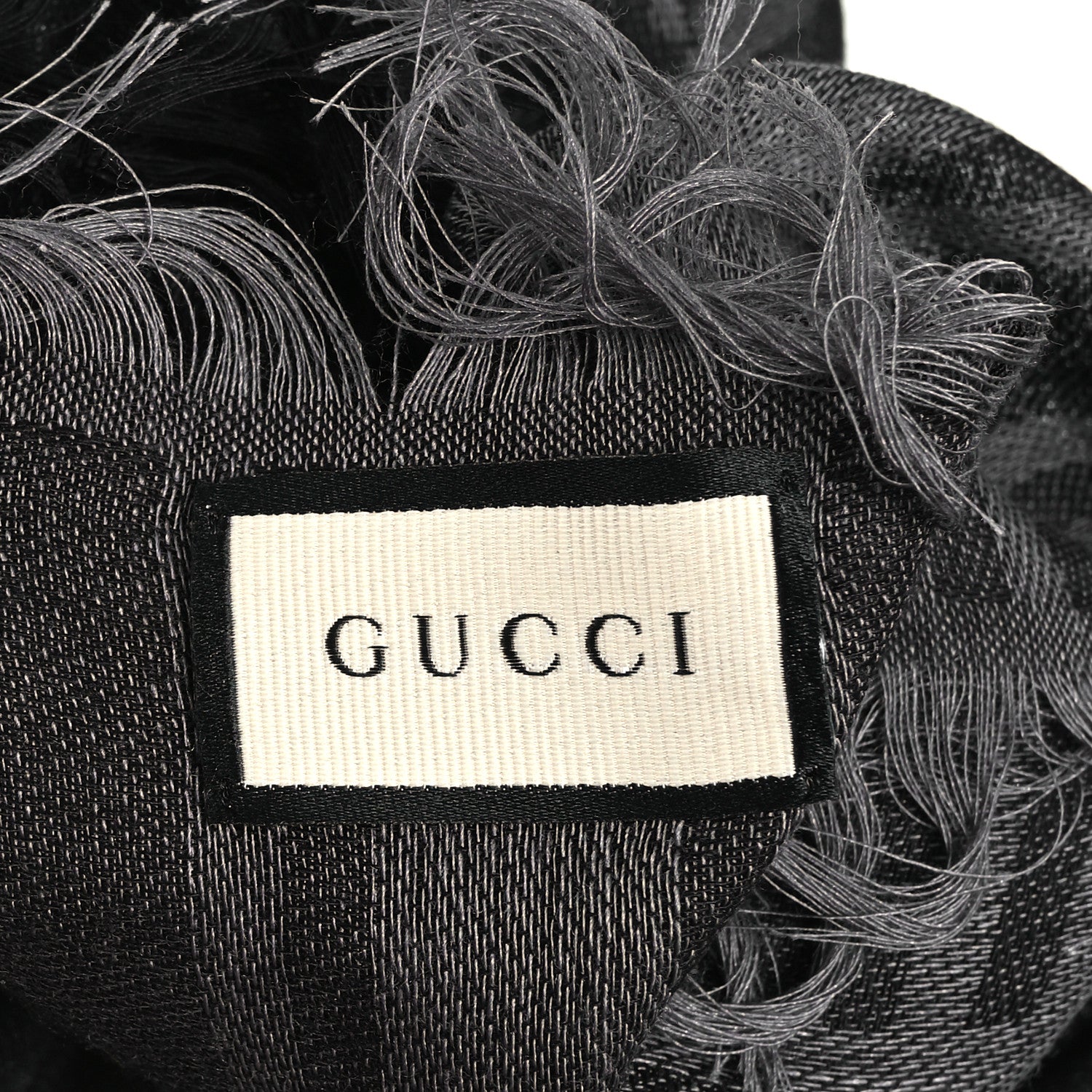 Wool Silk GG Monogram Diamante Plaid Surviee Shawl Graphite Black