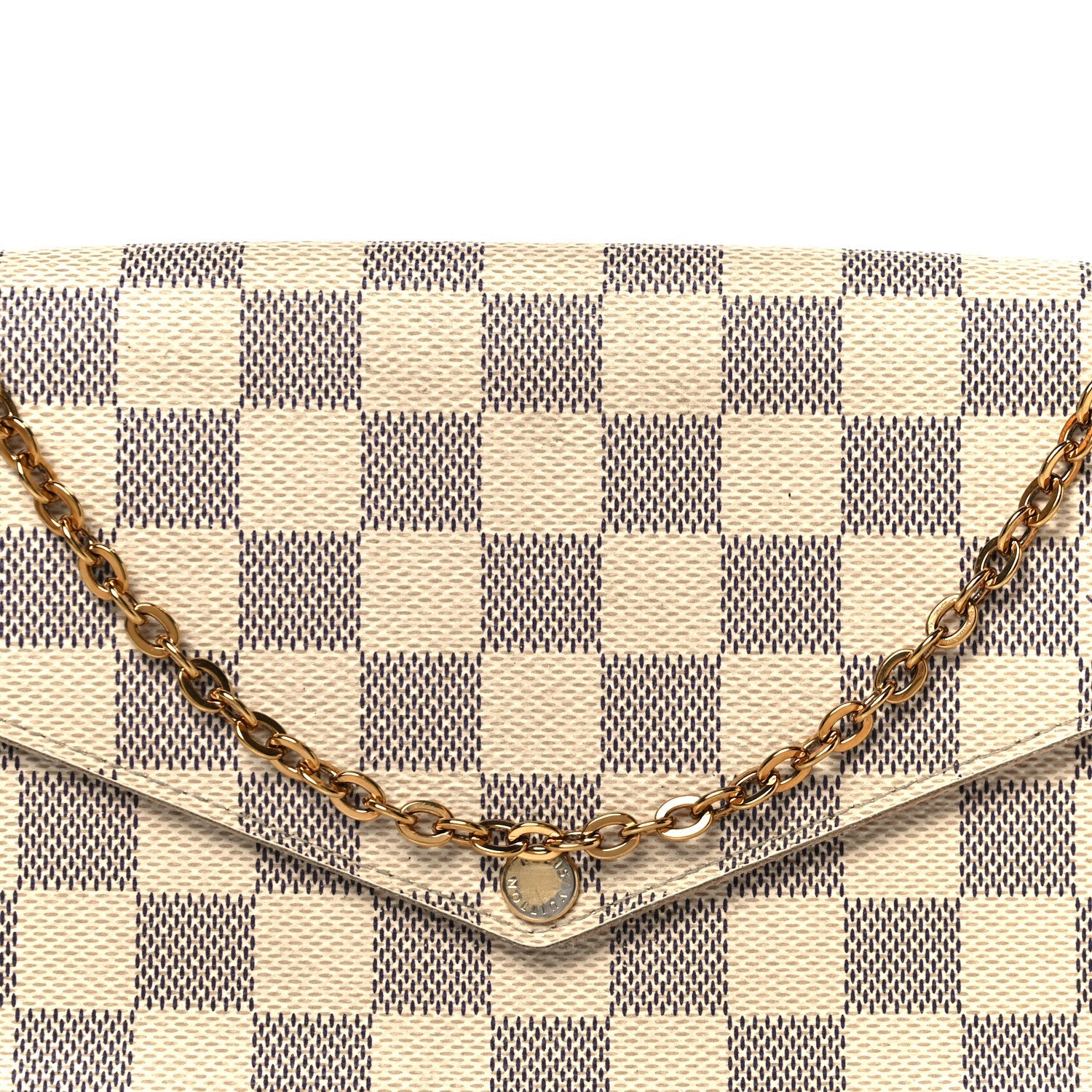 Damier Azur Pochette Felicie Chain Wallet Rose Ballerine