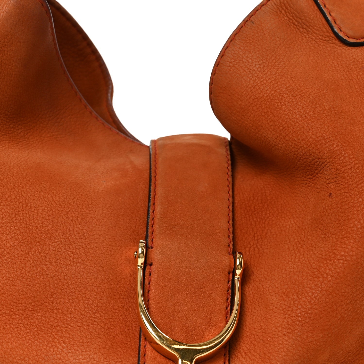 Nubuck Medium Soft Stirrup Shoulder Bag Orange