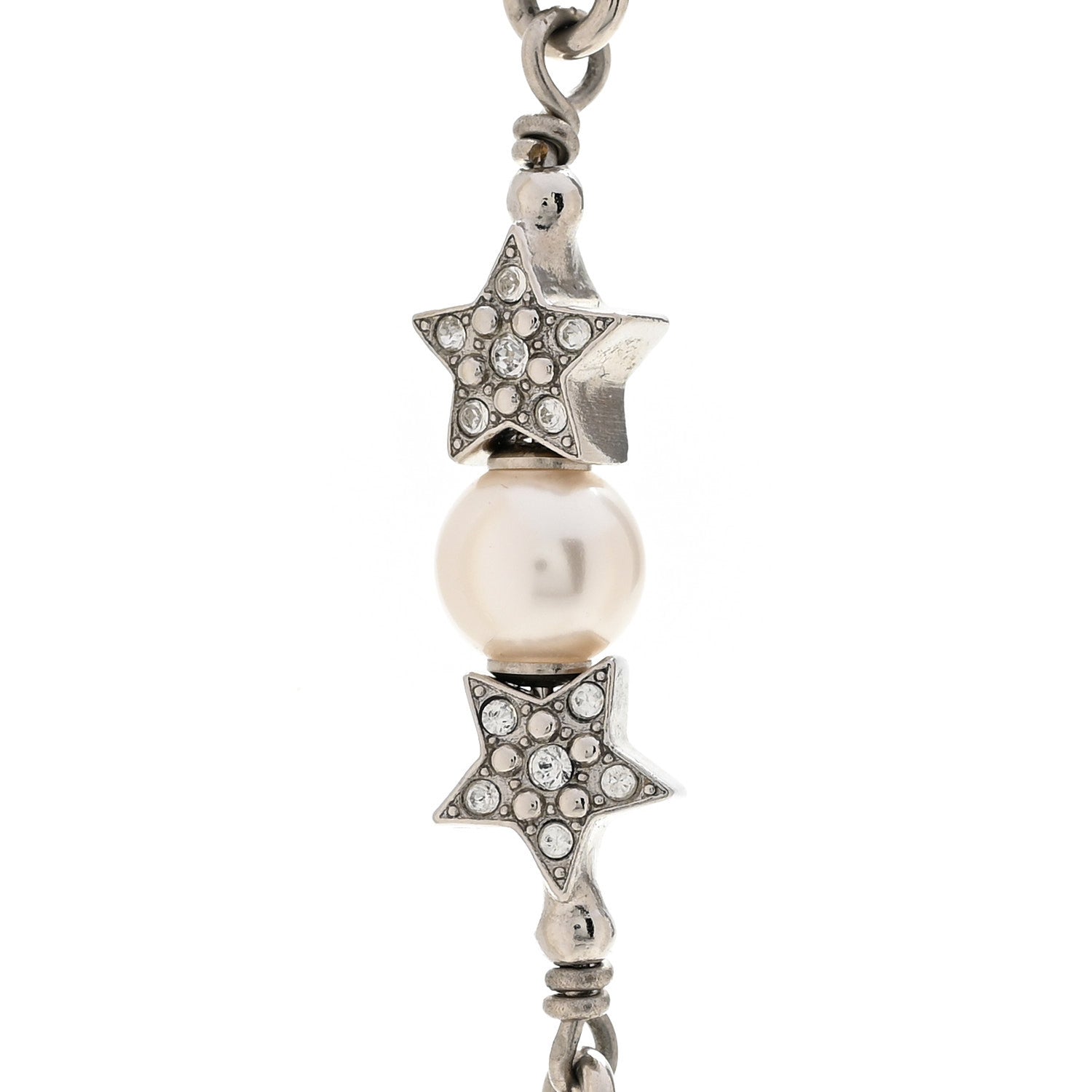 Pearl Crystal CC Starfall Necklace Silver
