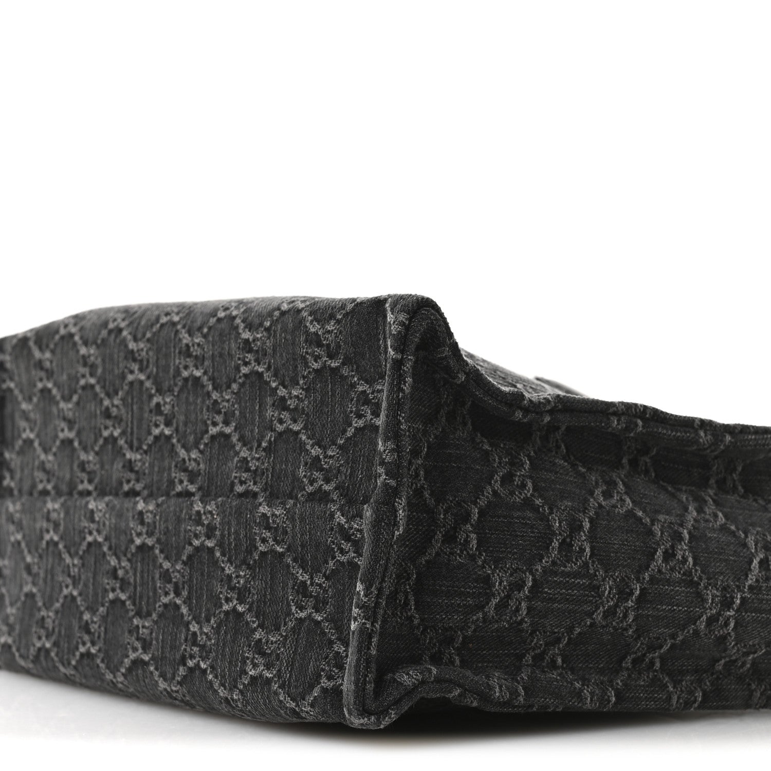 Denim Ophidia GG Monogram Tote Medium Black Grey